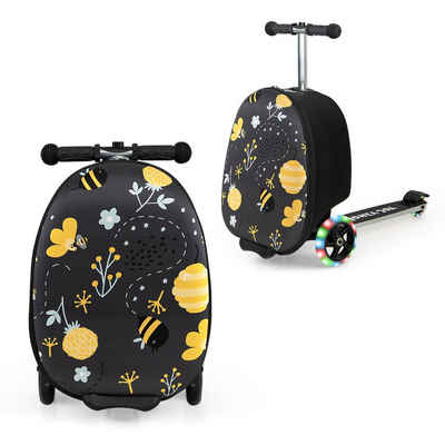 COSTWAY Kinderkoffer Scooter, klappbar, mit LED Rädern & Bremse