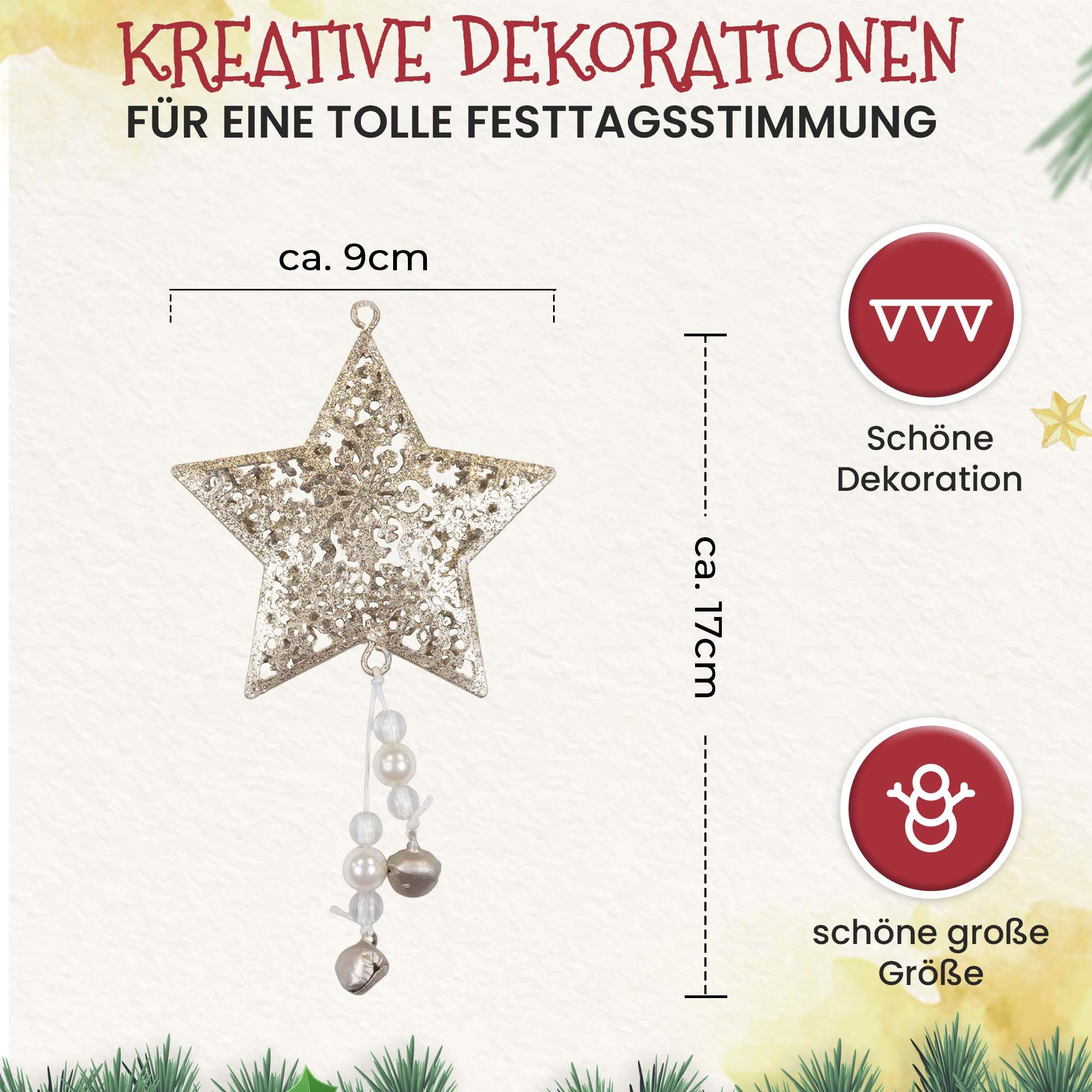 Christmas Paradise Christbaumschmuck Baumschmuck Weihnachtsdeko Deko Anhänger Antik-Gold, Metall - Herz, Stern, Weihnachtsbaum - im 3er Set