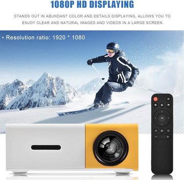 VBESTLIFE Heimkino LED Portabler Projektor (600 lm, 1920x1080 px, HD-Multimedia-Player für Reisen, Camping - Unterstützt HDMI, AV, USB)