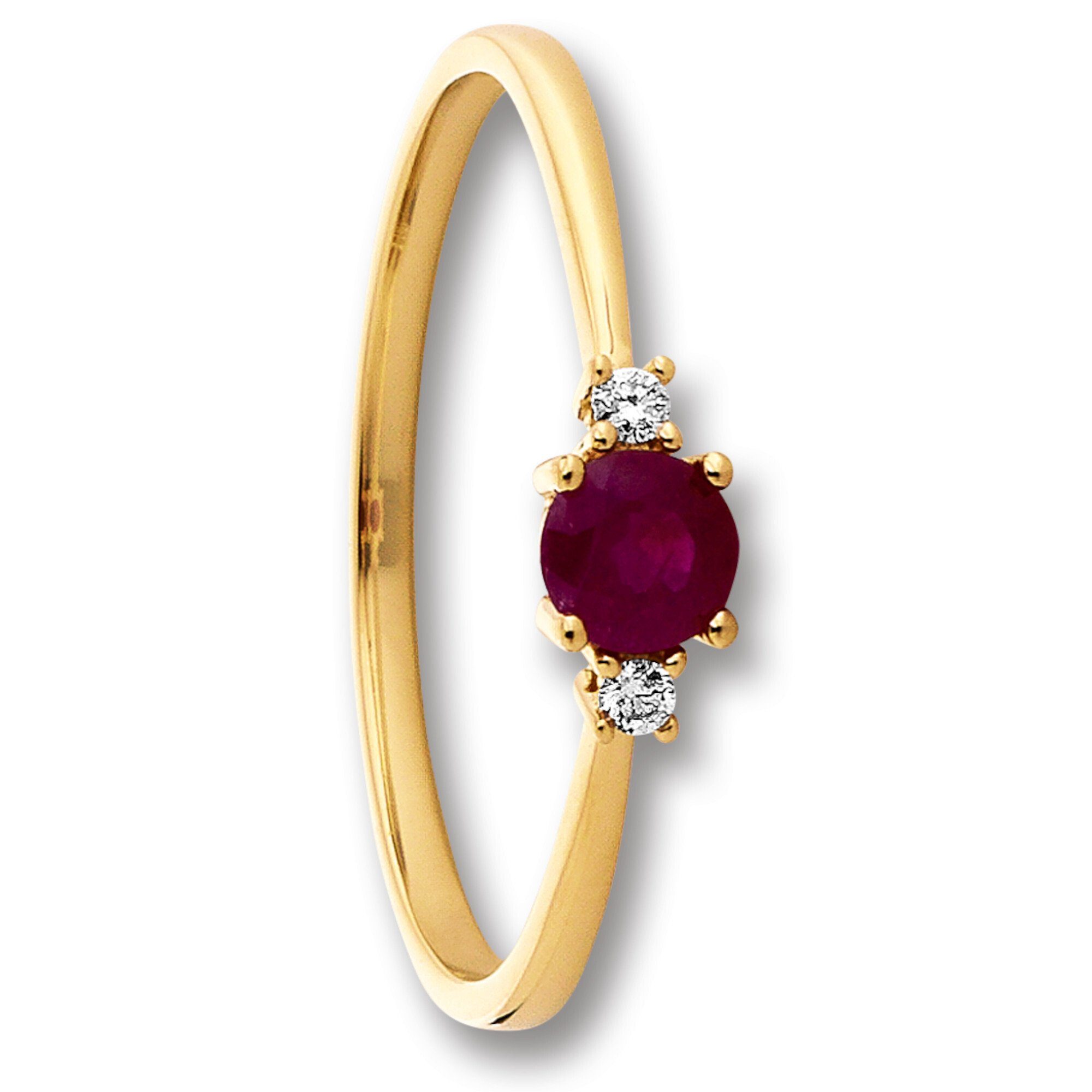 ONE ELEMENT Diamantring 0.03 ct Diamant Brillant Rubin Ring aus 585 Gelbgold, Damen Gold Schmuck