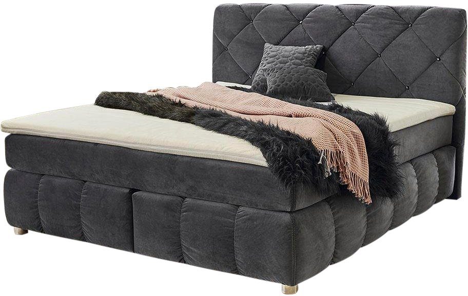 Jockenhöfer Gruppe Boxspringbett BELLA inkl. 7-Zonen-TTFK-Matratze H3, Kaltschaum-Topper, Kopfteil mit Rauchglas-Steinen, 140/180 cm x200 cm – Bild 2 von 5