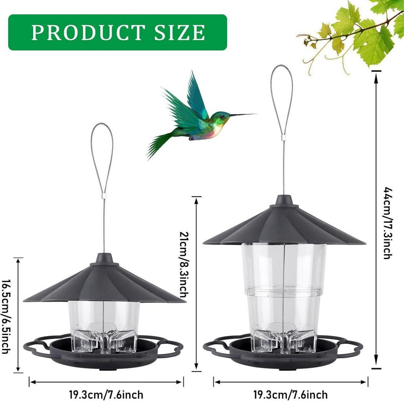 Thumbnail - LuxusKollektion Vogelhaus Vogelfutterhaus hängend wetterfest transparent für Vögel - Größe 40 oz