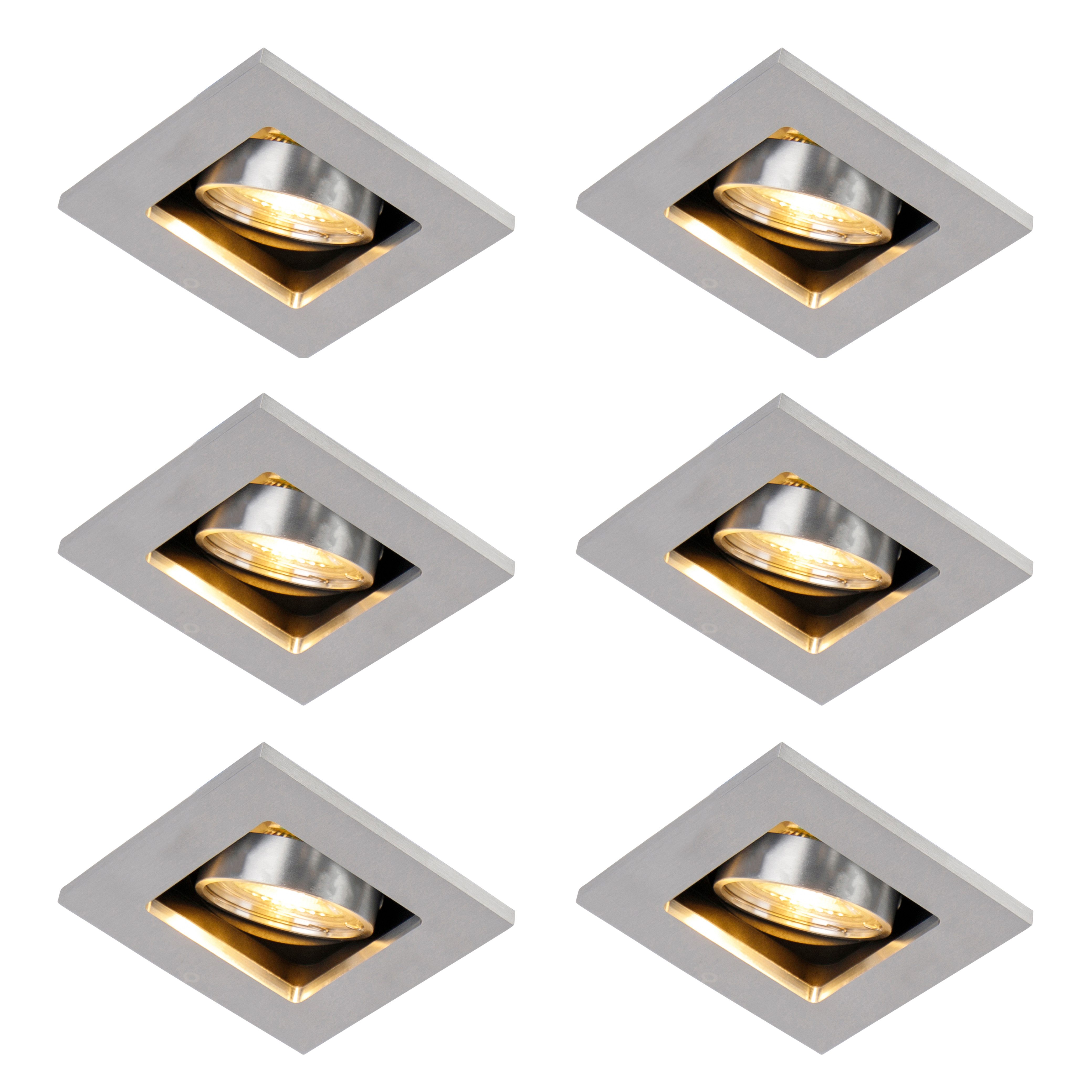 Qazqa LED Einbaustrahler 44749, ohne Leuchtmittel, GU10, Aluminium, Modern, Aluminium, 1-flammig