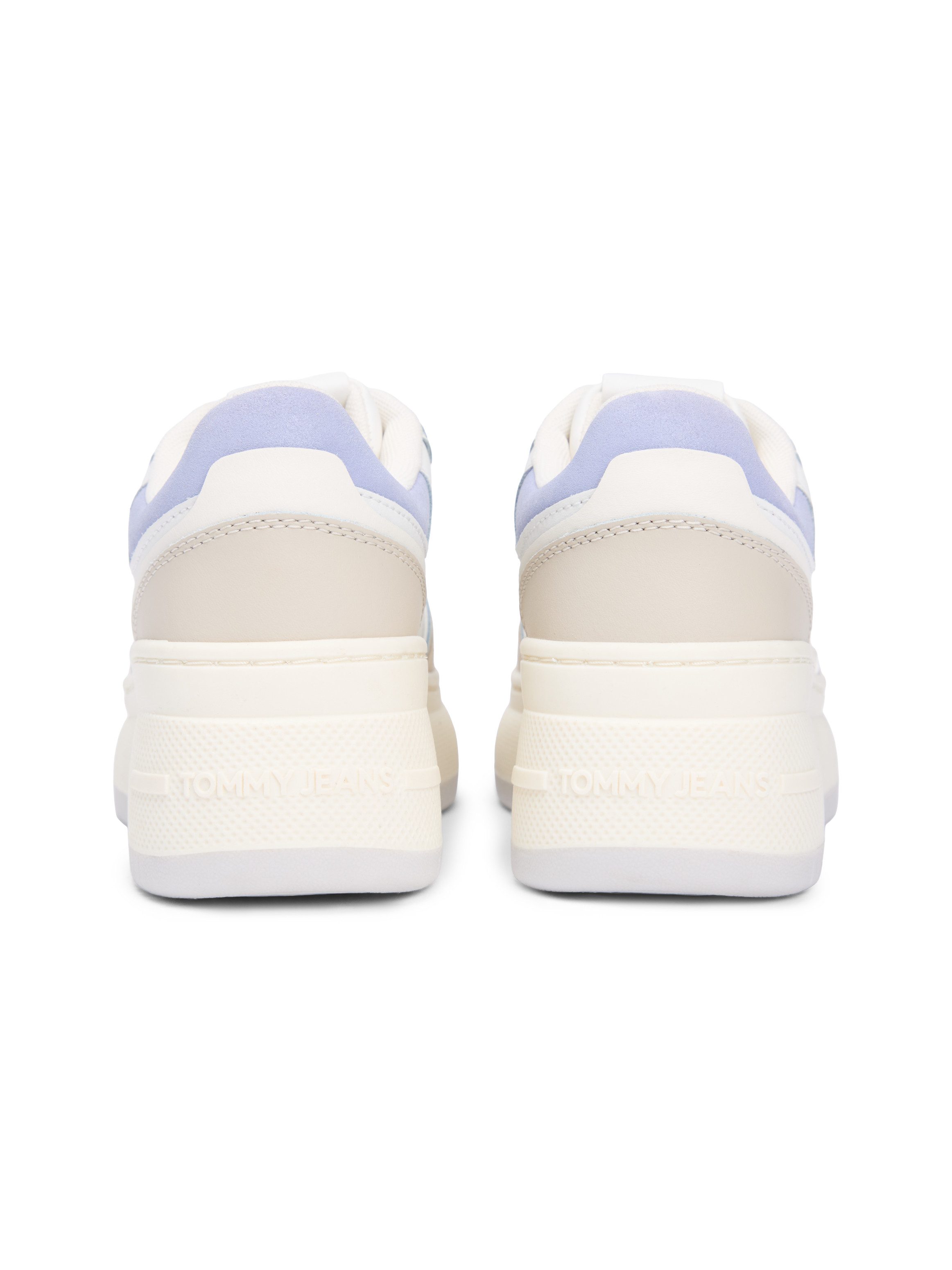 Tommy Jeans TJW RETRO BASKET FLATFORM Plateausneaker, Freizeitschuh, Halbschuh, Schnürschuh mit Kontrastbesätzen
