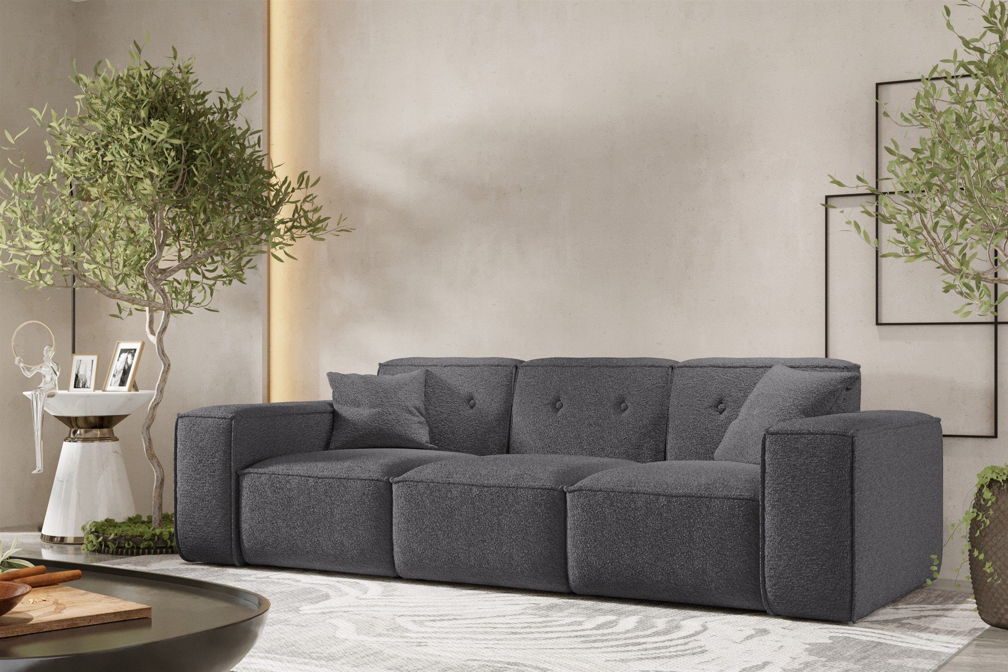 Fun Möbel Sofa inkl. 3-Sitzer Rundumbezug CESINA Zierkissen, Stoff, Designersofa in 2