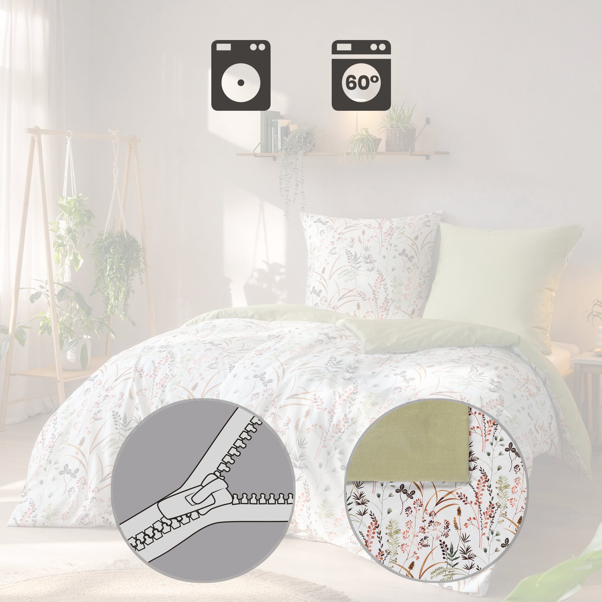 Estella Bettwäsche Bio Wendebettwäsche "Maria", Mako-Satin, Ranke