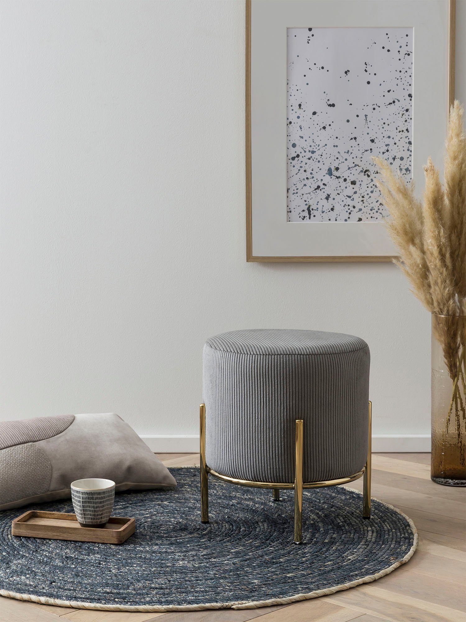 SalesFever Polsterhocker, mit Design-Gestell aus goldfarbenem günstig online kaufen