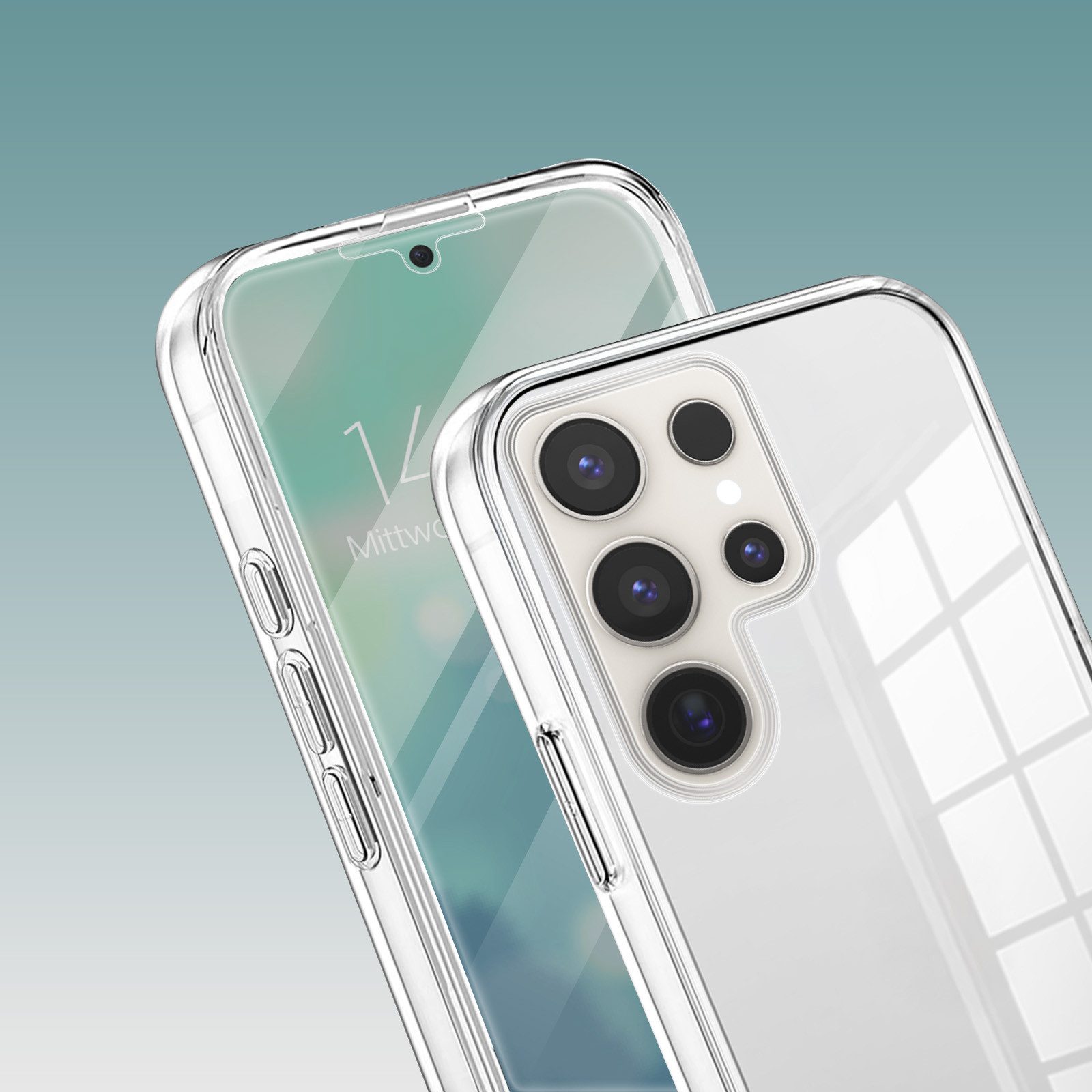 Tec-Expert Handyhülle 360 Grad Hülle für Samsung Galaxy S24 Ultra 6.8 Zoll, 6.8", Rundum Schutz Cover Case Hülle Transparent