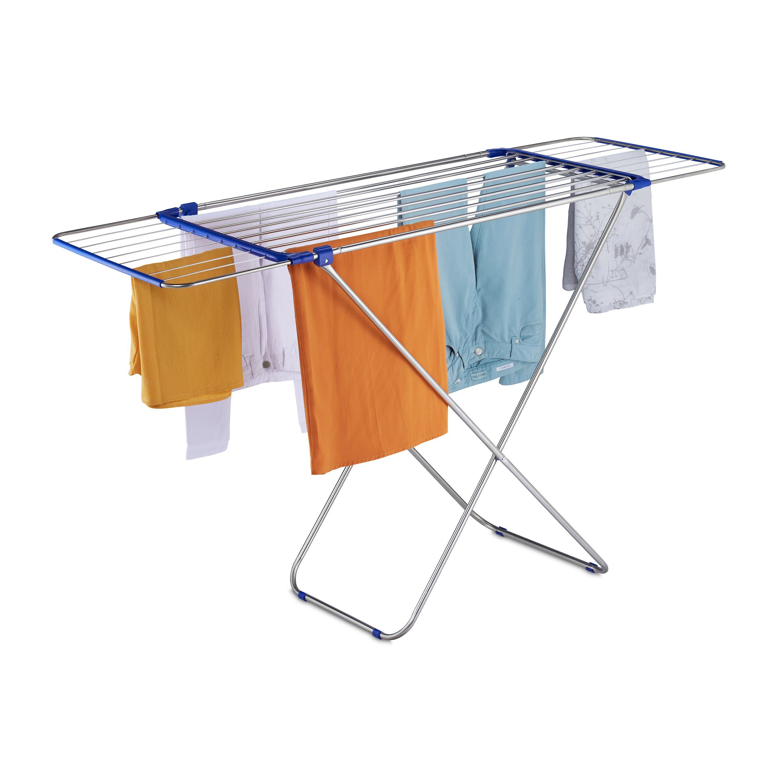 relaxdays Flügelwäschetrockner Ausziehbarer Wäscheständer aus Edelstahl