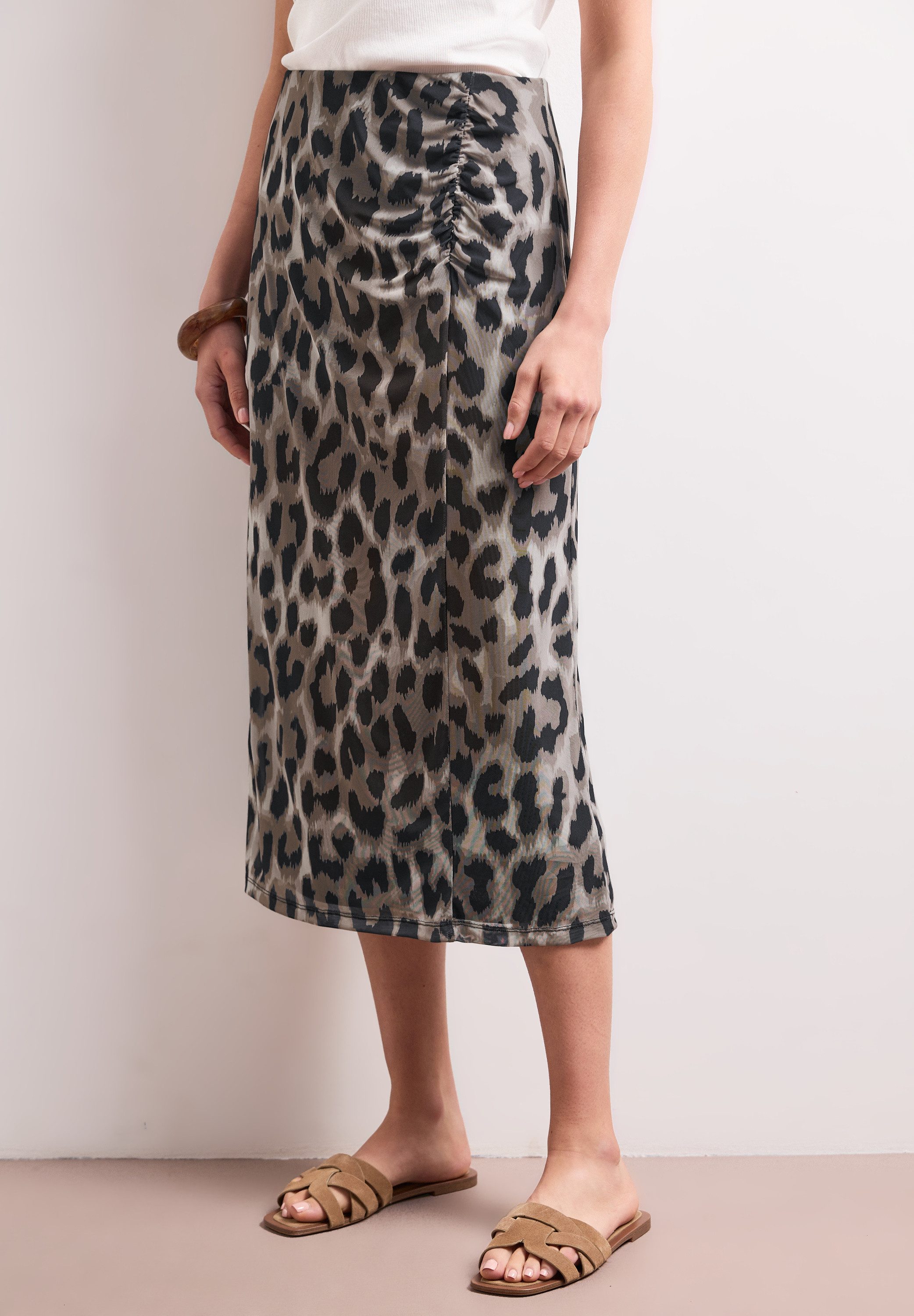STREET ONE Midirock Style Pepica Sommerrrock aus Mesh mit Print