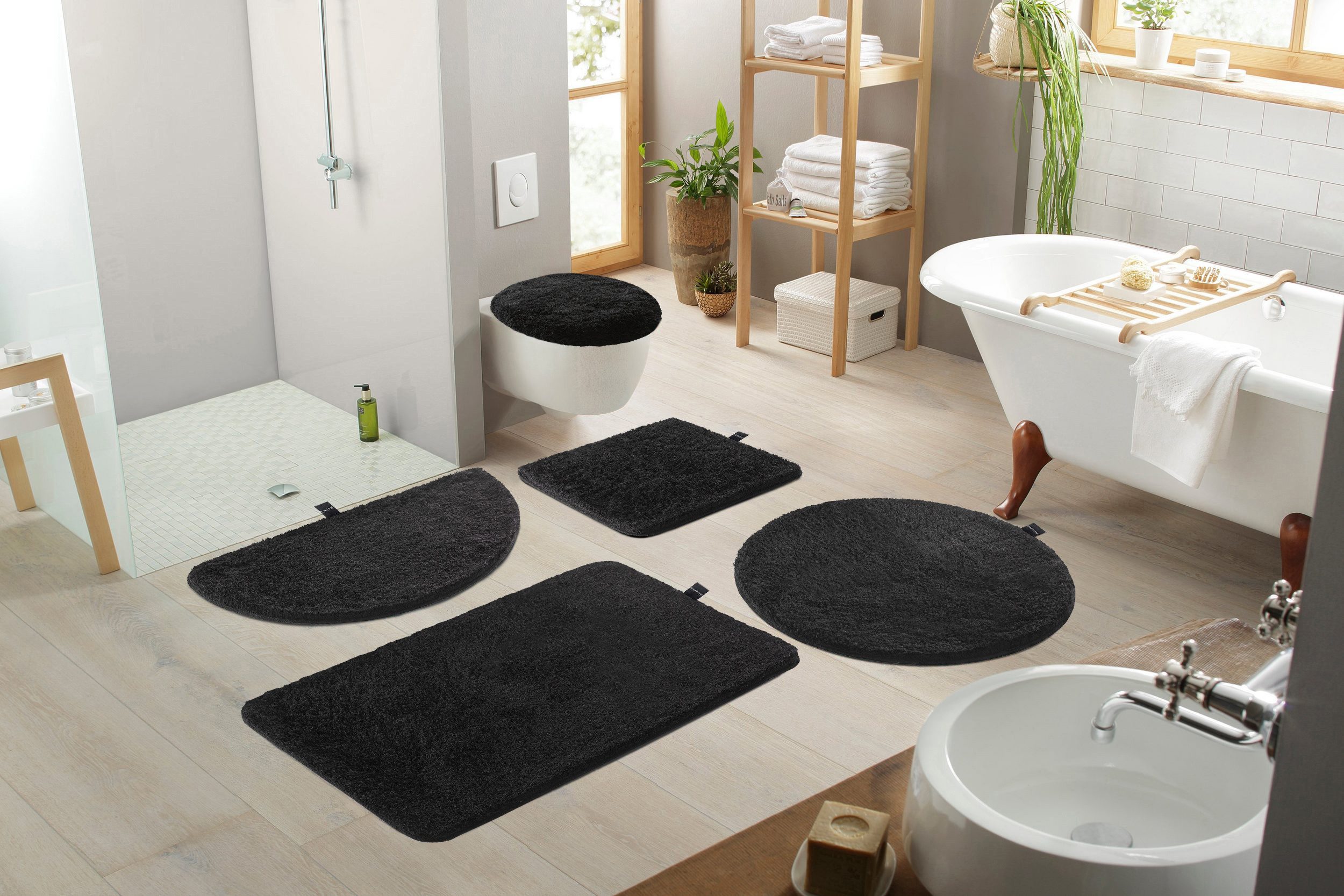 Bruno Banani Badematte Lana Standard, Badvorleger, Badezimmer Teppich, Höhe 25 mm, rutschhemmend beschichtet, schnell trocknend, strapazierfähig, fußbodenheizungsgeeignet, Polyacryl, rechteckig, Badteppich, Badematten, unifarben, auch als 3 teiliges Set & rund