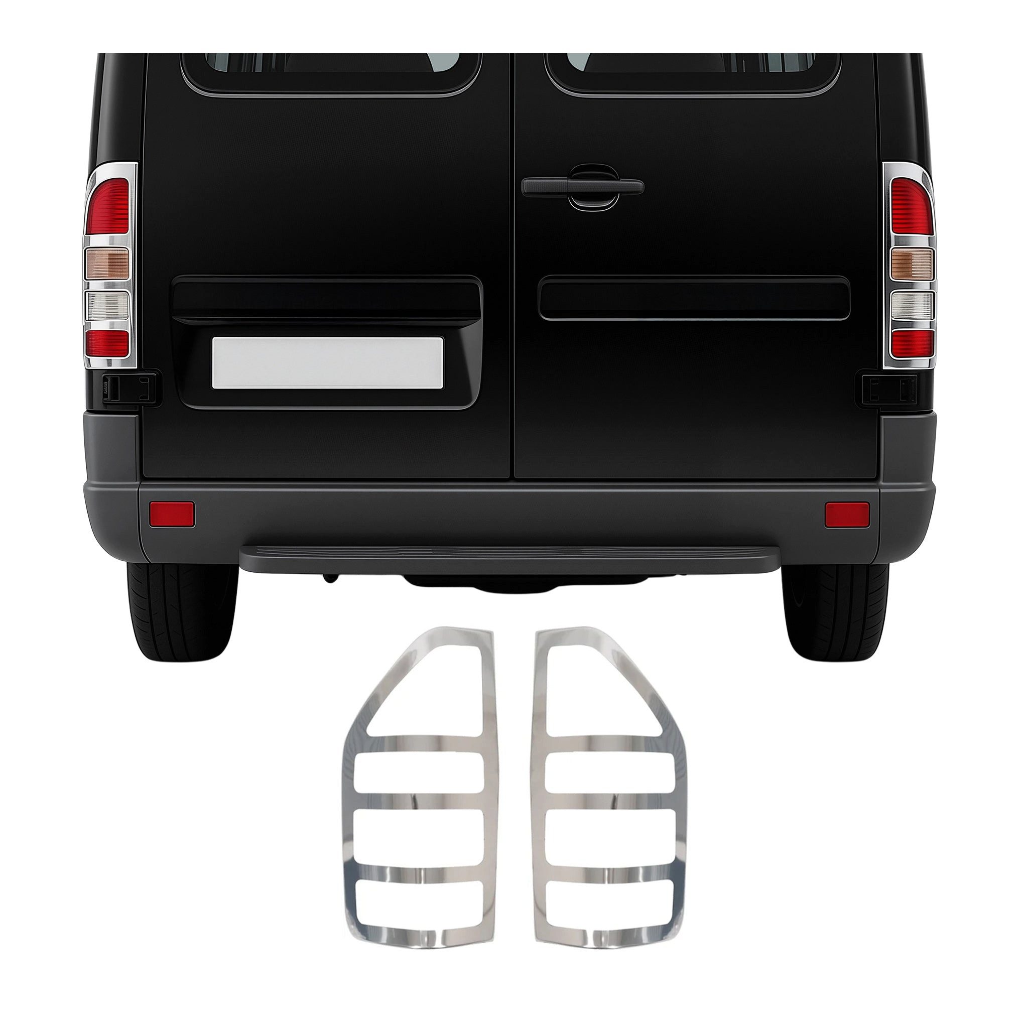 OMAC Zierleisten-Aufkleber Rücklicht Leisten für Mercedes Sprinter 1995-2006 Edelstahl 2tlg, (2tlg), Langlebig,Einfache Reinigung,Einfache Installation,Rostbeständig