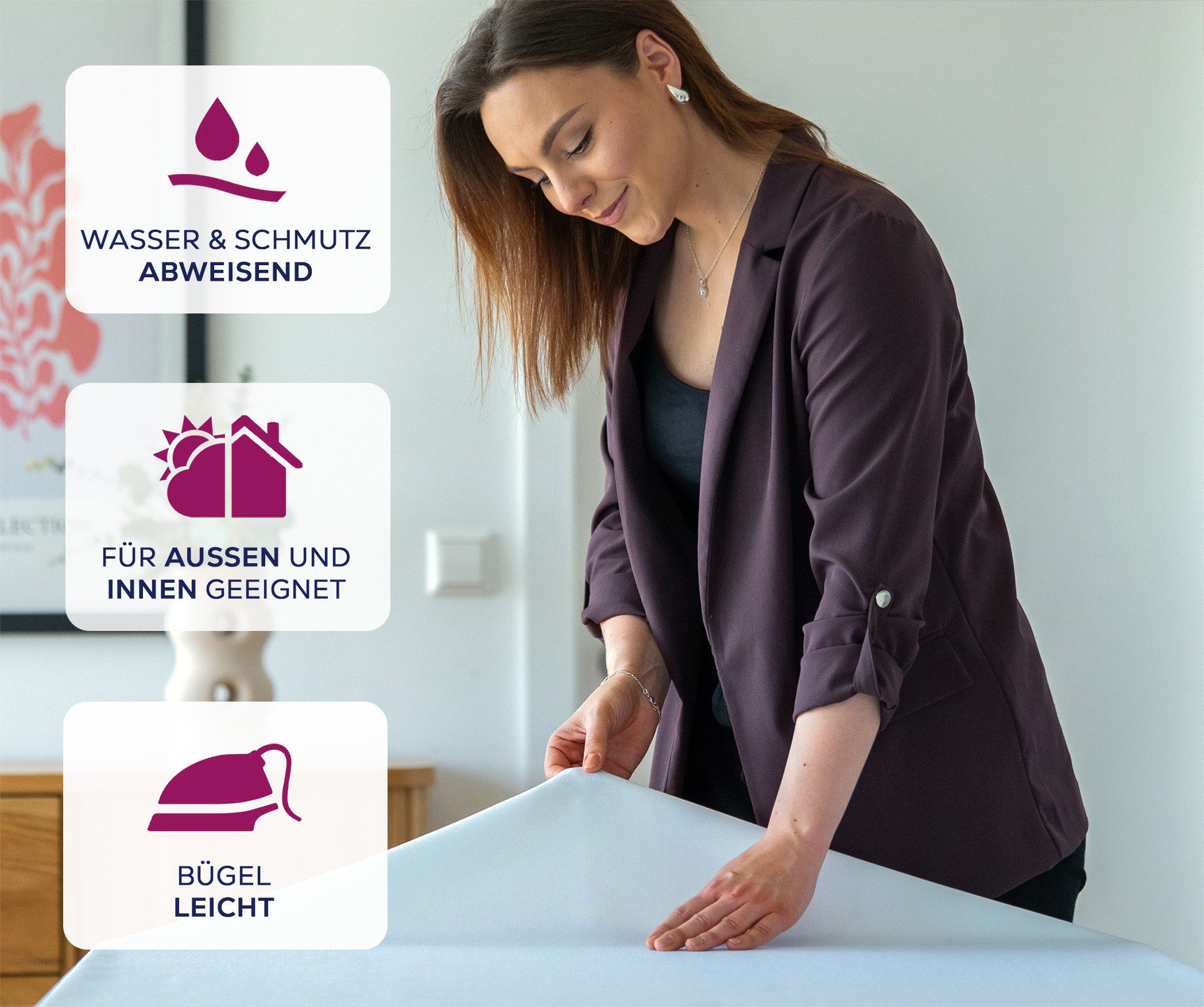 Beautex Tischdecke Fleckenabweisende bügelfreie Tischdecke mit Lotuseffekt, Leinenoptik (1-tlg) – Bild 3 von 5