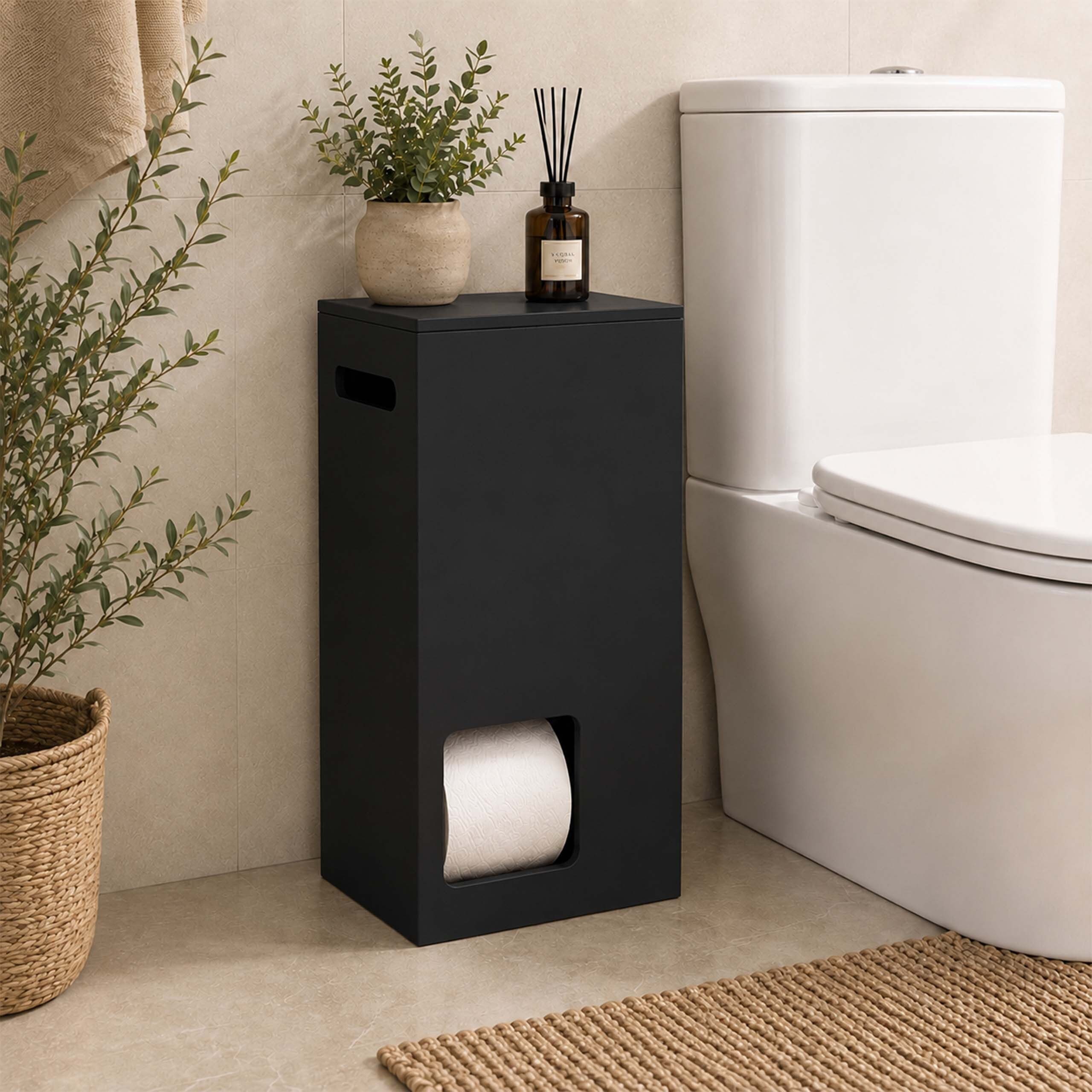 relaxdays Toiletten-Ersatzrollenhalter Toilettenpapier Aufbewahrung 8 Rollen (1-St), schwarz – Bild 3 von 5