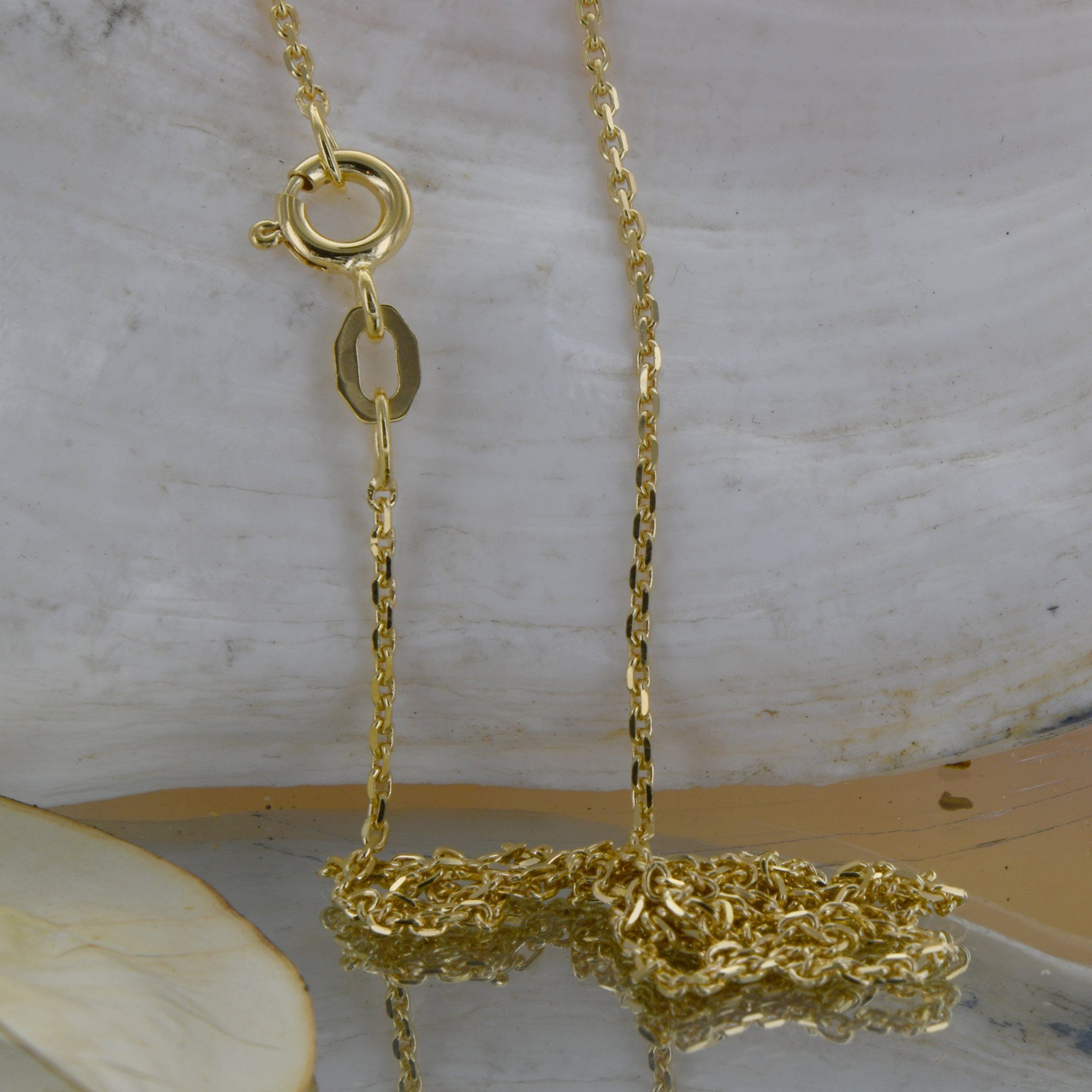 HOPLO Goldkette Ankerkette diamantiert Länge 38cm - Breite 1,2mm - 750-18 Karat Gold, Made in Germany
