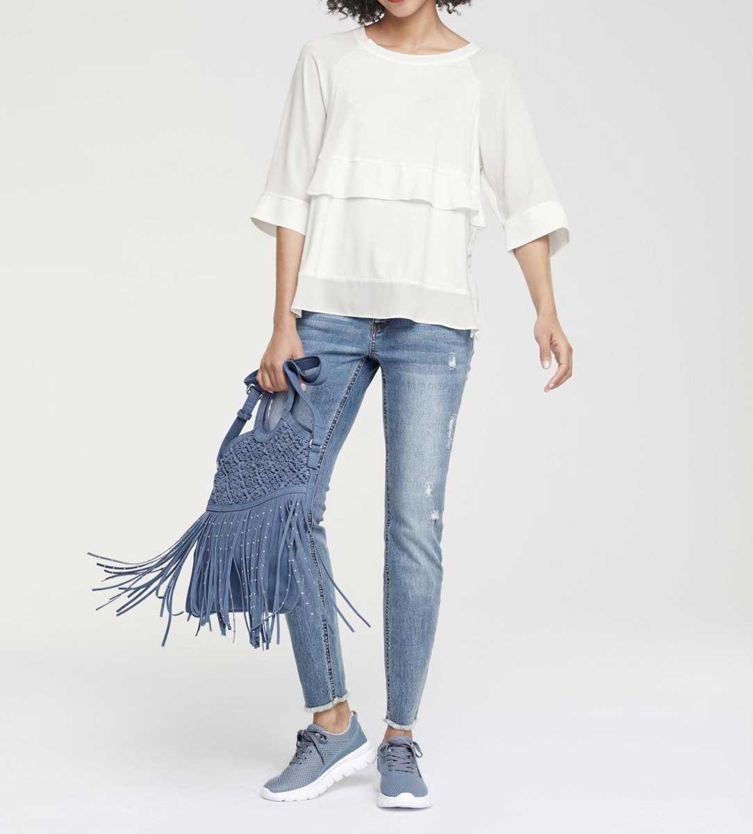 Damen HEINE Longshirt offwhite mit Shirt heine Volants,