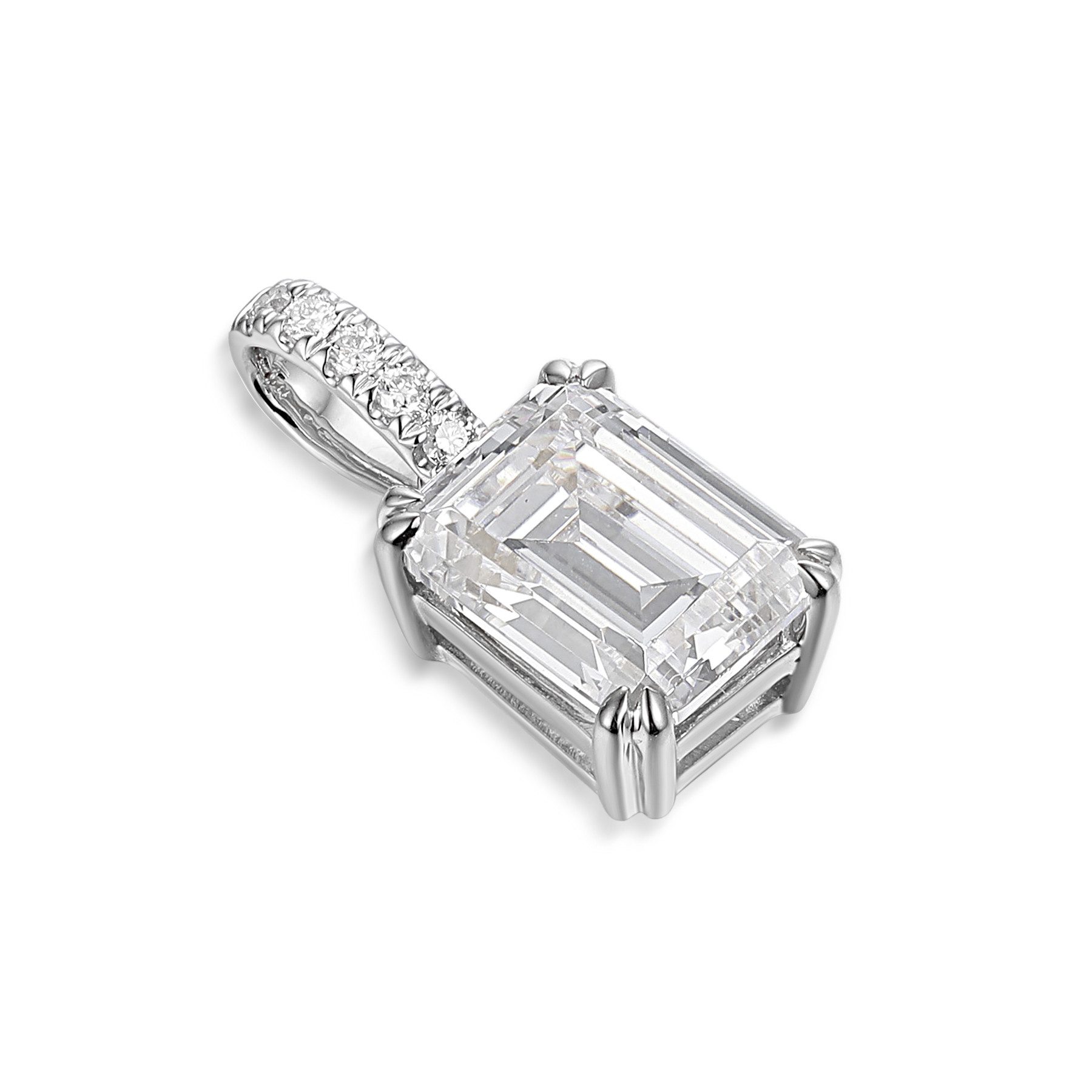 Stella-Jewellery Kettenanhänger 585er Weißgold Anhänger m. Zirkonia Octagonschliff (inkl. Etui), Anhänger mit Zirkonia Anhänger ohne Kette