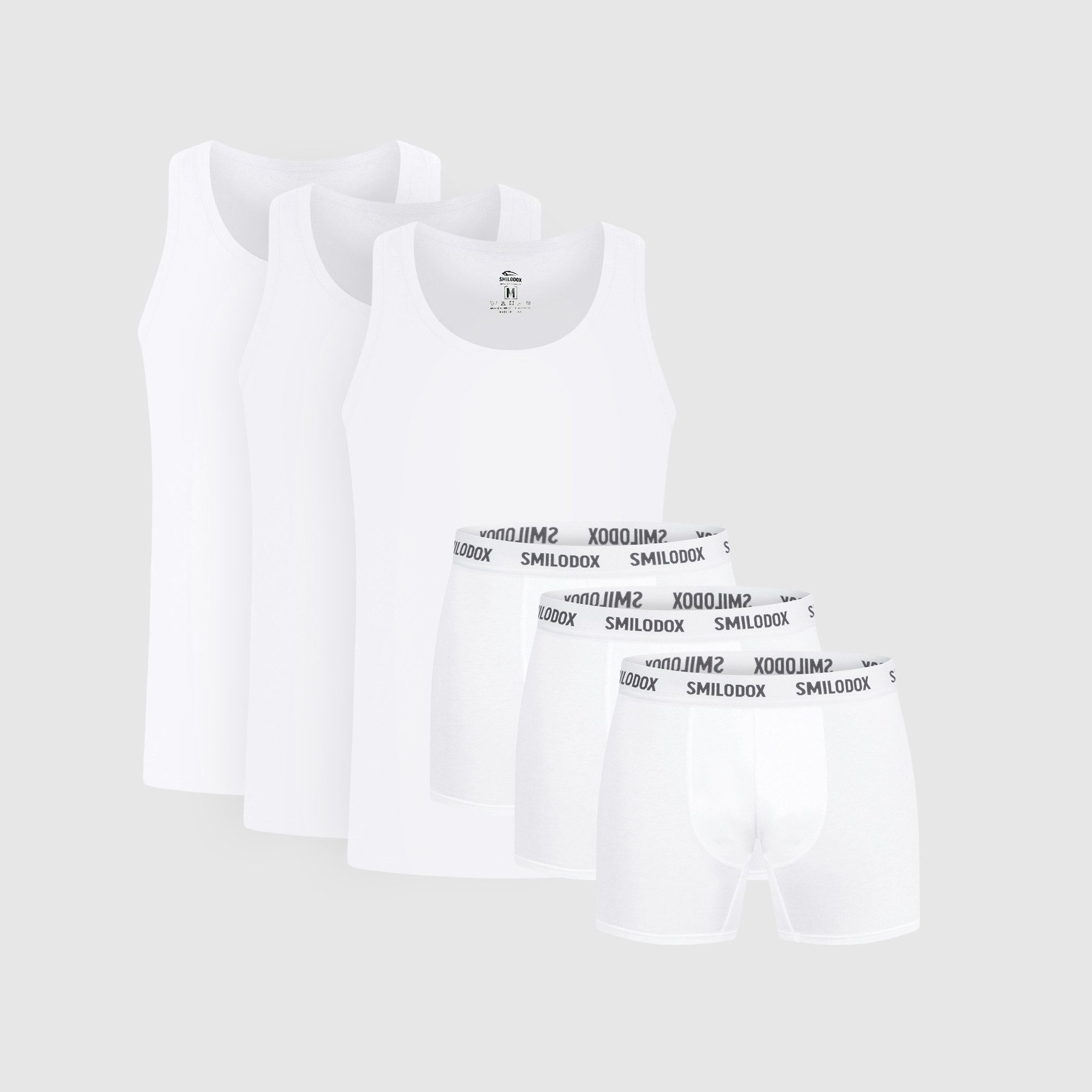 Smilodox Боксерські чоловічі труси, боксерки Modal, Unterhemd & Боксерські чоловічі труси, боксерки 3er Set, Atmungsaktiv Langes Unterhemd Mittellange Боксерські чоловічі труси, боксерки, Hautfreundliche Підштанники Tank Top