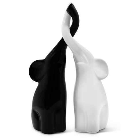 Feinknick Dekofigur Harmonisches Elefanten Pärchen aus Keramik in Schwarz & Weiß (Set, 2tlg), Moderne Skulptur als Paar aus zwei Elefanten - ideal als Geschenk