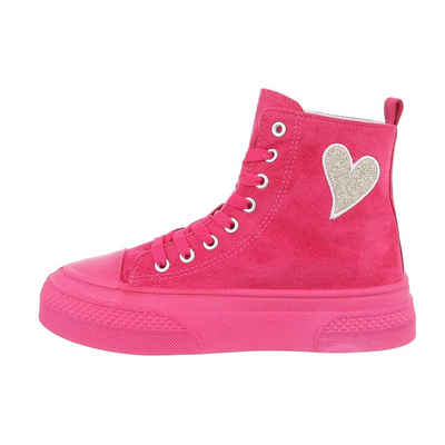 Ital-Design Damen High-Top Freizeit Sneakerboots Keilabsatz/Wedge Sneakers High in Pink