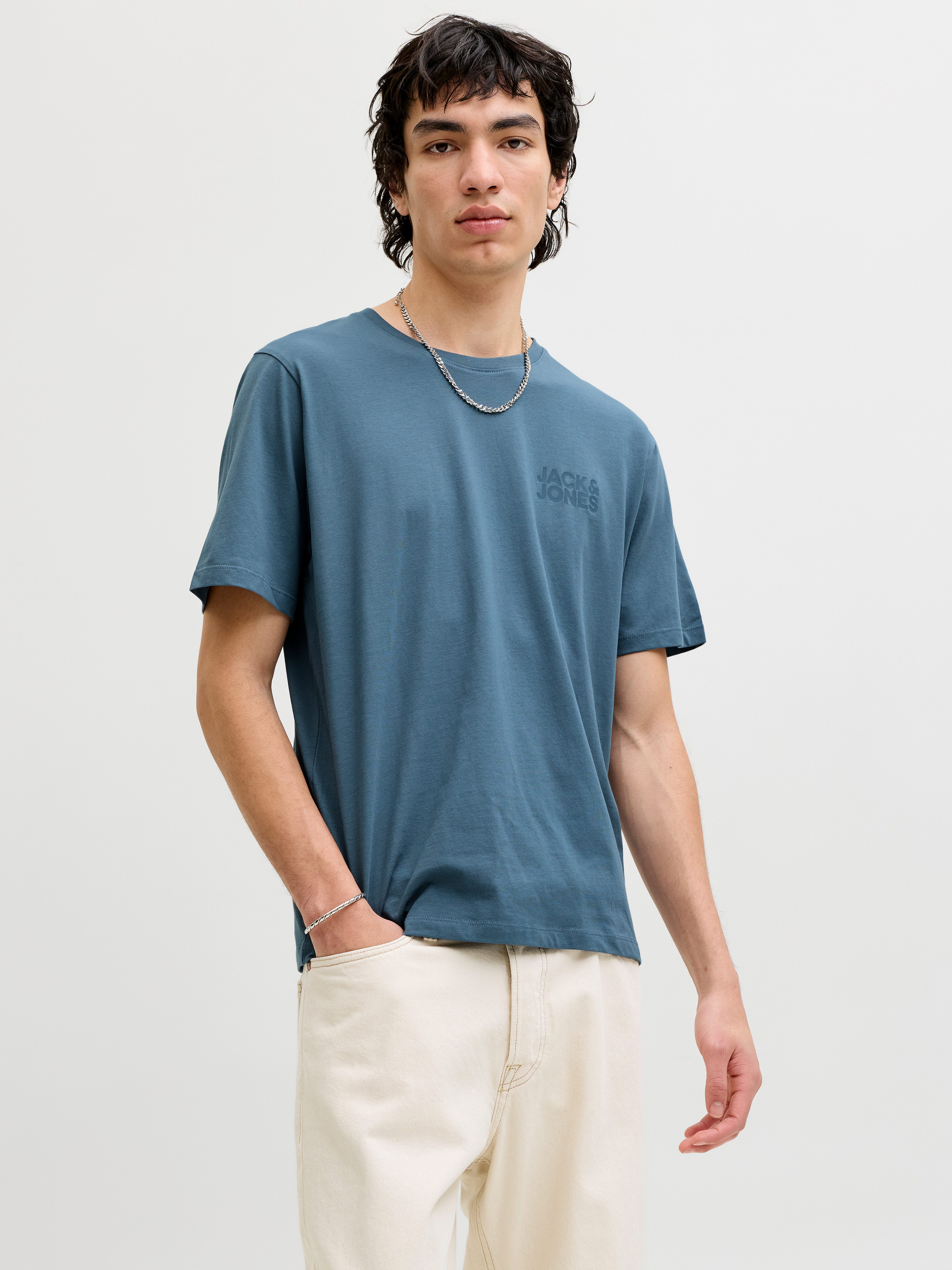 Rundhalsshirt JJECORP mit Logo-Print und klassischem Rundhals