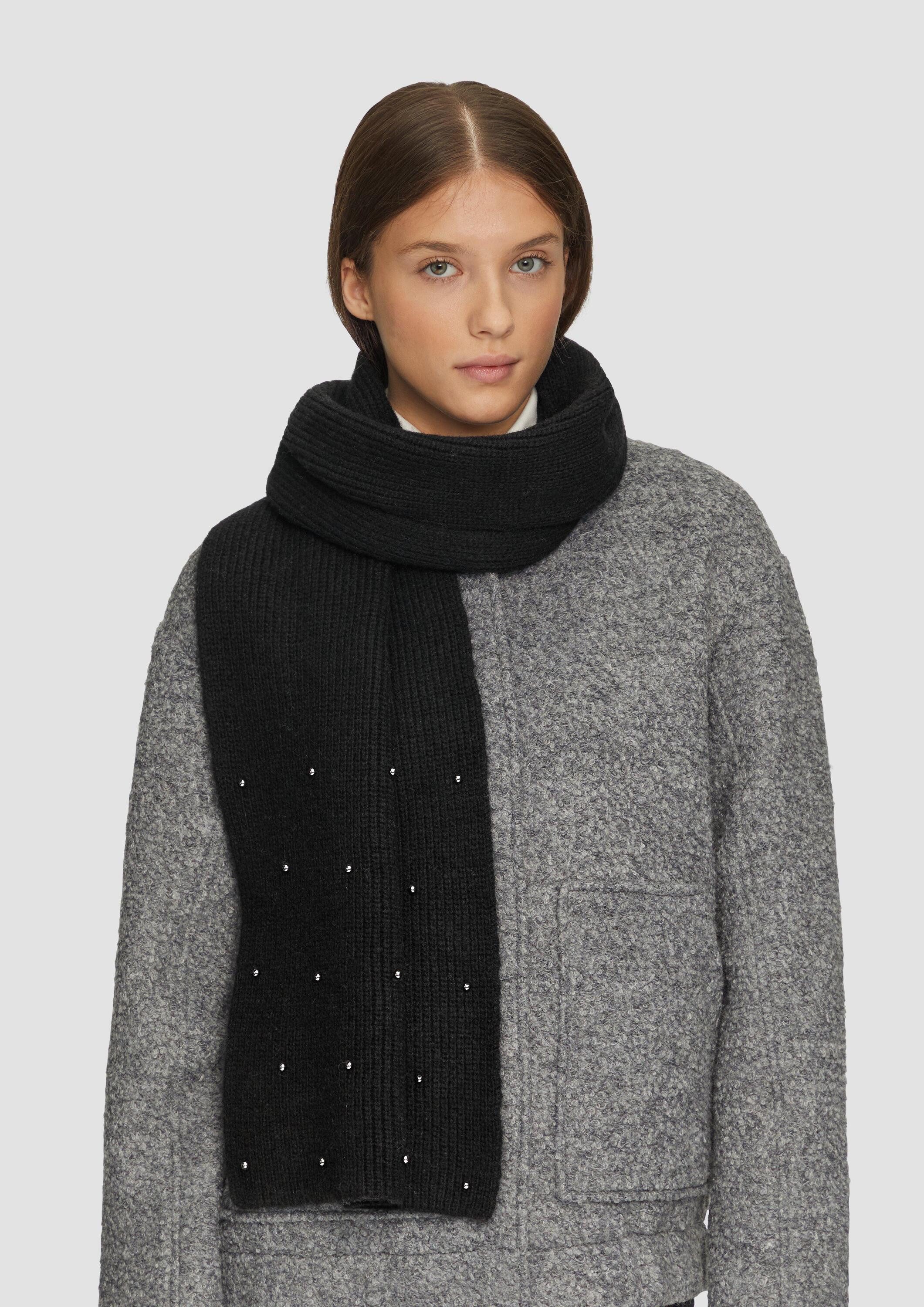 s.Oliver Schal Tuch, Gestrickter Schal mit Schmuckperlen günstig online kaufen