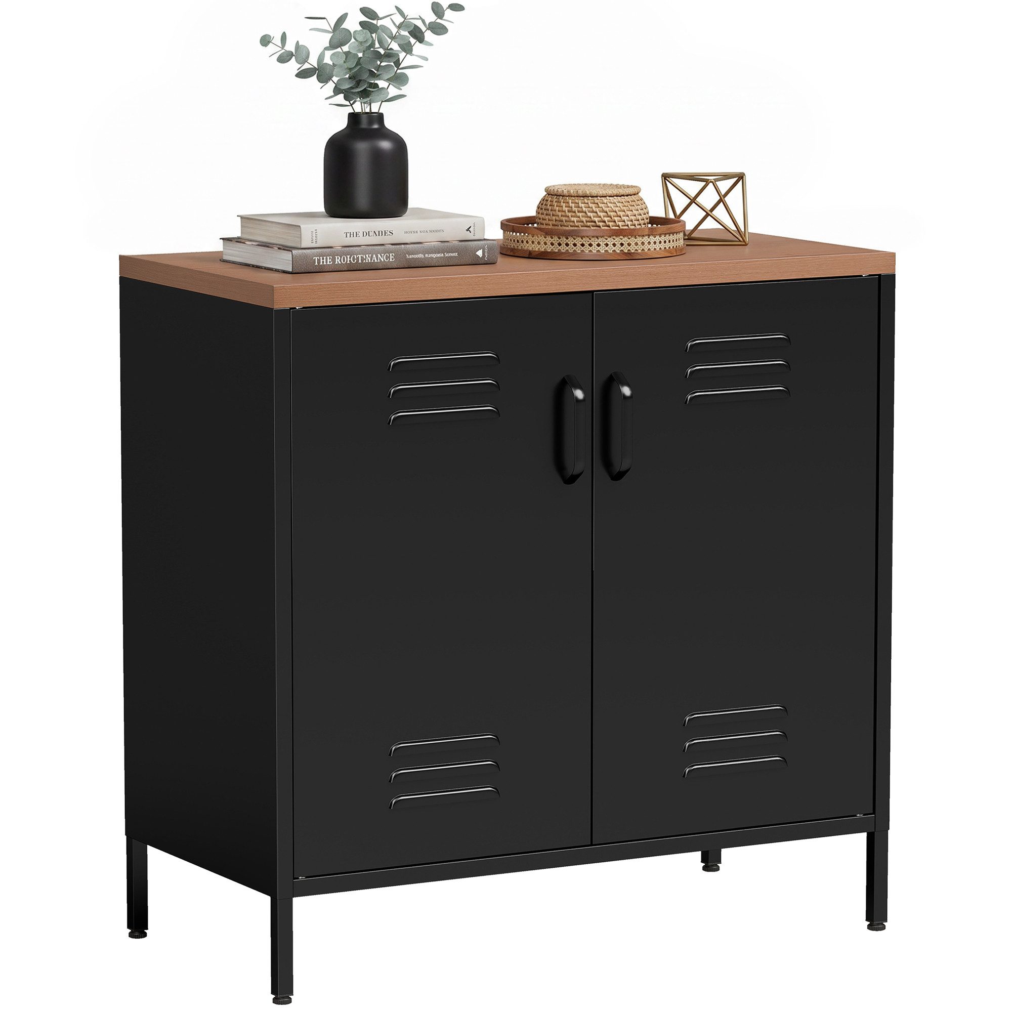 HOMCOM Sideboard Industrieller Aktenschrank mit 2 Türen (Set, 1 St., 1), verstellbarer Einlegeboden, 12 cm Bodenfreiheit