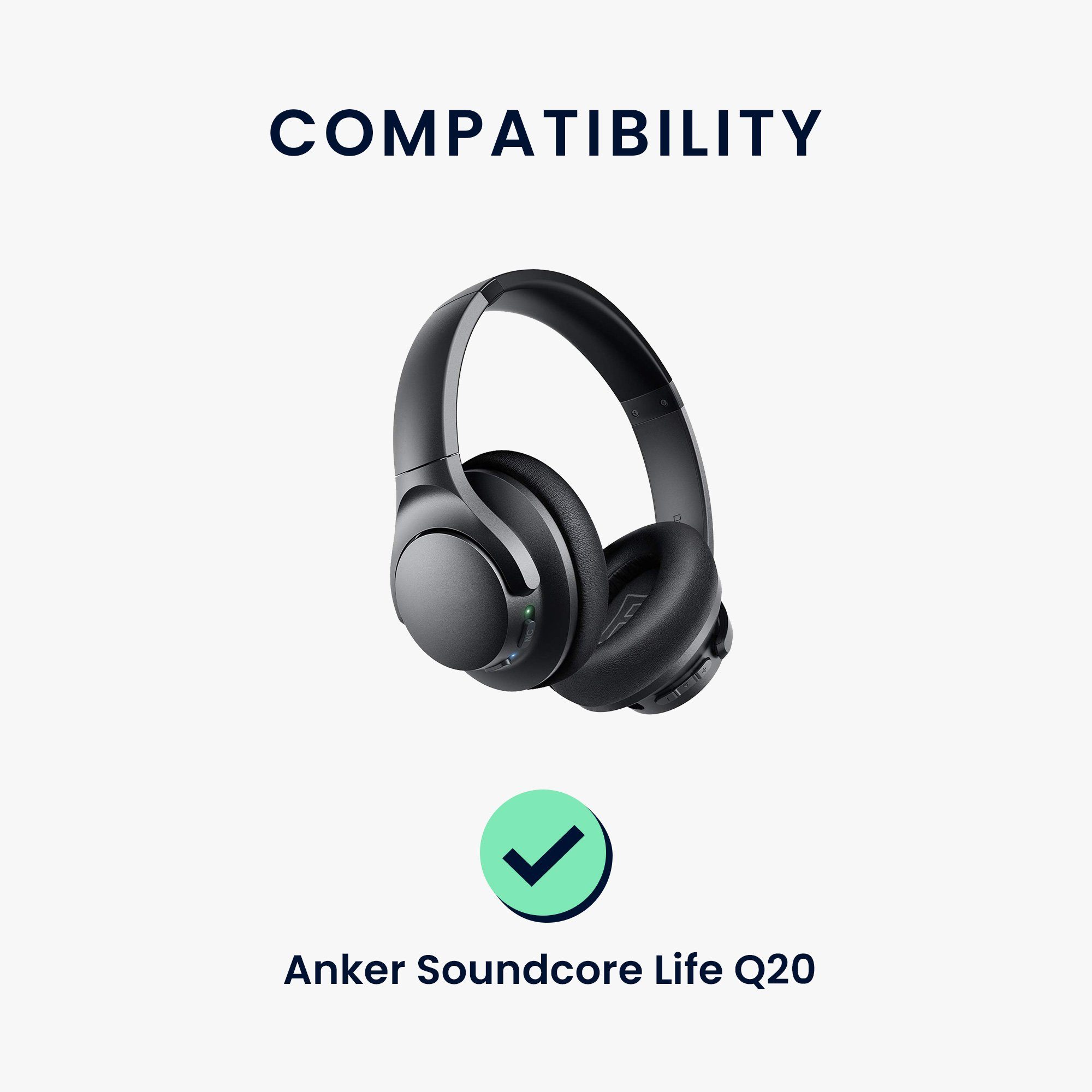 für Kopfhörer Ear Ohrpolster Life (Ohrpolster Kunstleder Headphones) Q20 Ohr für 2x Anker Polster Soundcore Over Polster kwmobile -