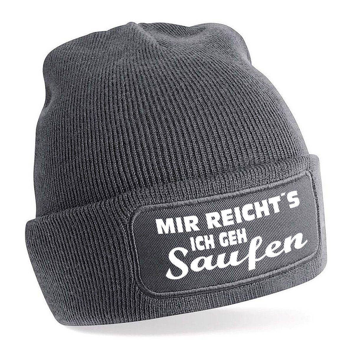 Herzbotschaft Skimütze Strickmütze mit Spruch Mir reicht´s ich GEH Saufen (Mütze mit Aufdruck, Skimütze) Unisex SoftTouch angenehm weiche und warme Wintermütze Einheitsgröße