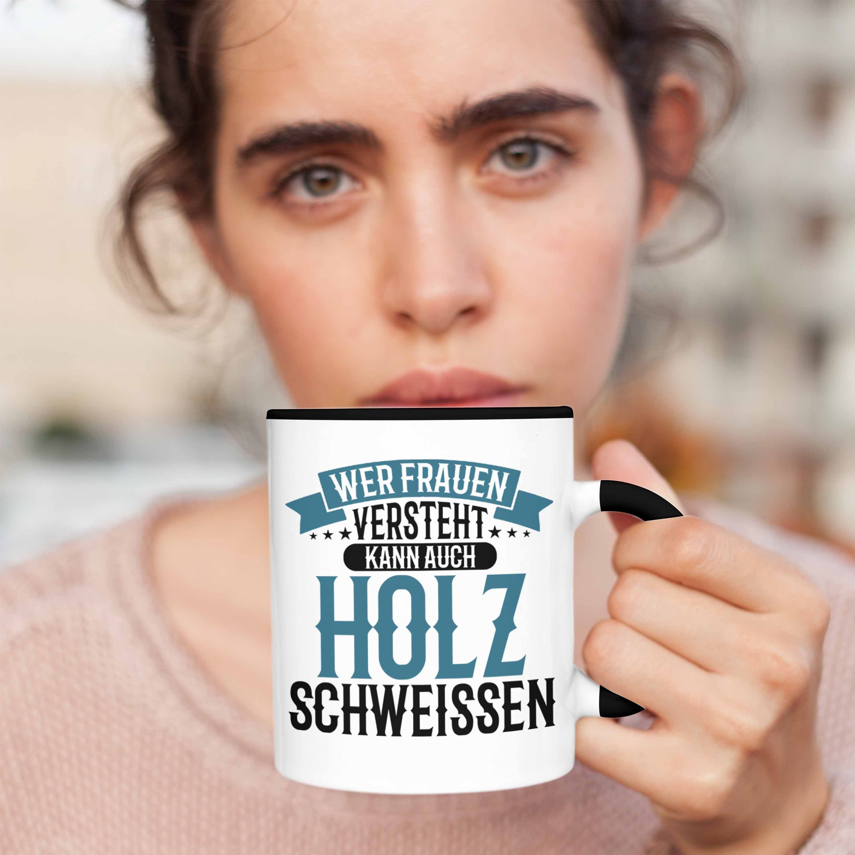 "Wer Lustige Schwarz versteht Trendation Frauen Handwerker Geschenkidee Tasse kann Tasse auch