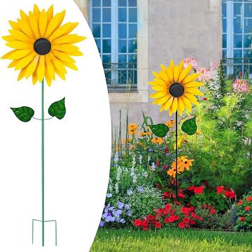 Truyuety Windspiel Sonnenblumen-Windmühlen, Garten-Metallpfahl, niedliche Ornamente (1 St)