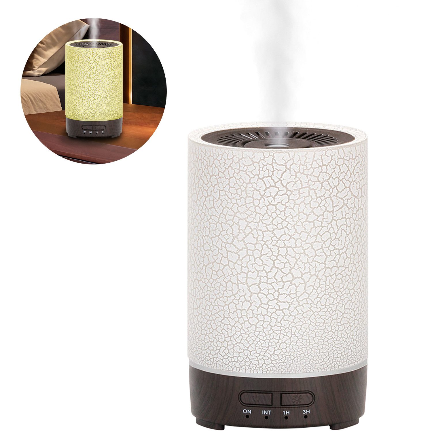 MOPUEA Luftbefeuchter Aroma Diffuser Nachtlicht Multifunktions Dunkles Holz