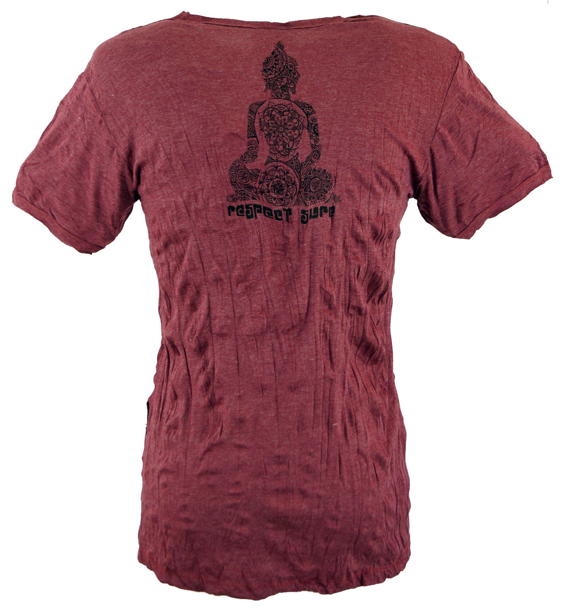 T-Shirt Buddha - Goa Bekleidung Mandala Sure Festival, T-Shirt alternative Style, Guru-Shop bordeaux