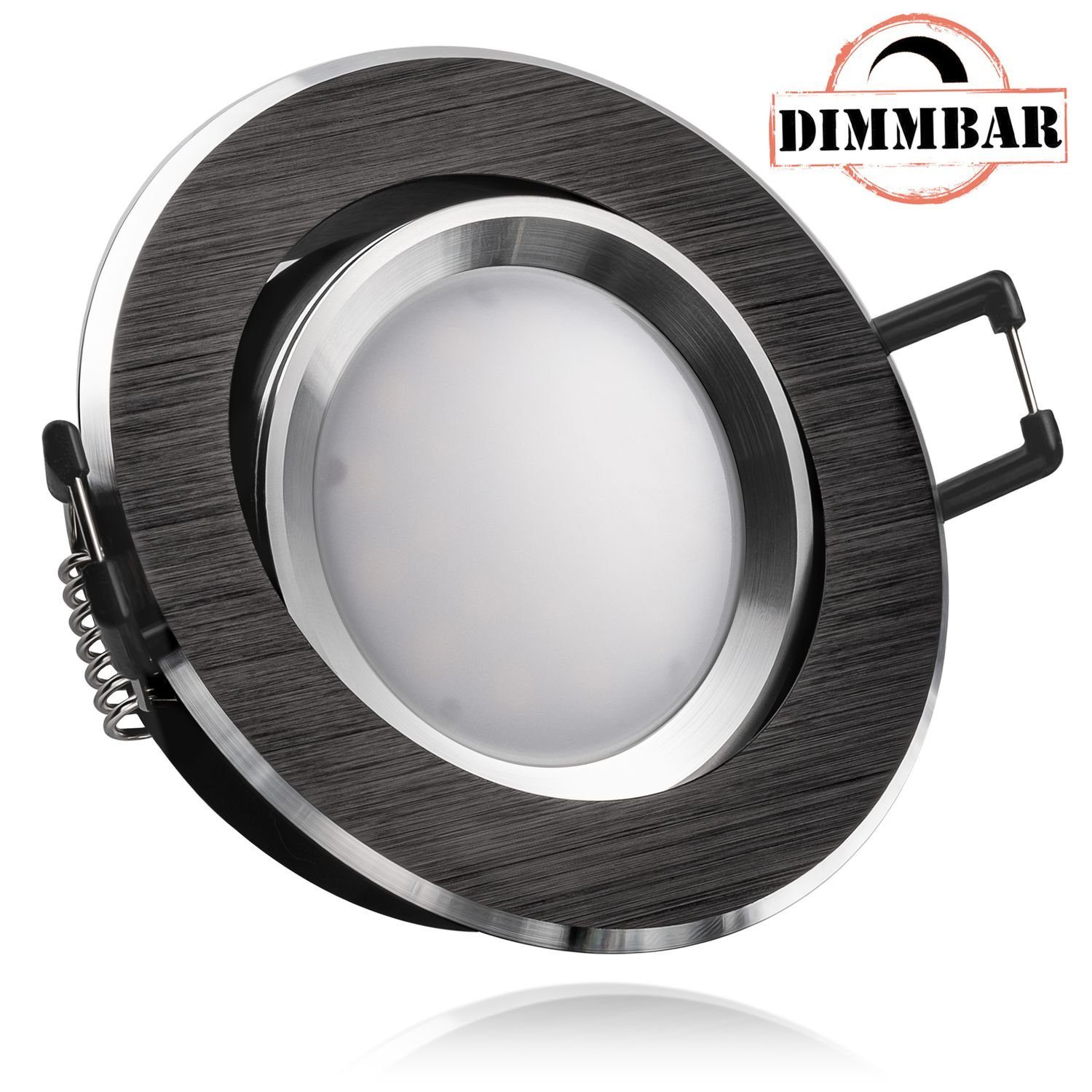LEDANDO LED Einbaustrahler LED Einbaustrahler Set EXTRA FLACH (35mm) in Bicolor (chrom / schwarz) | Strahler