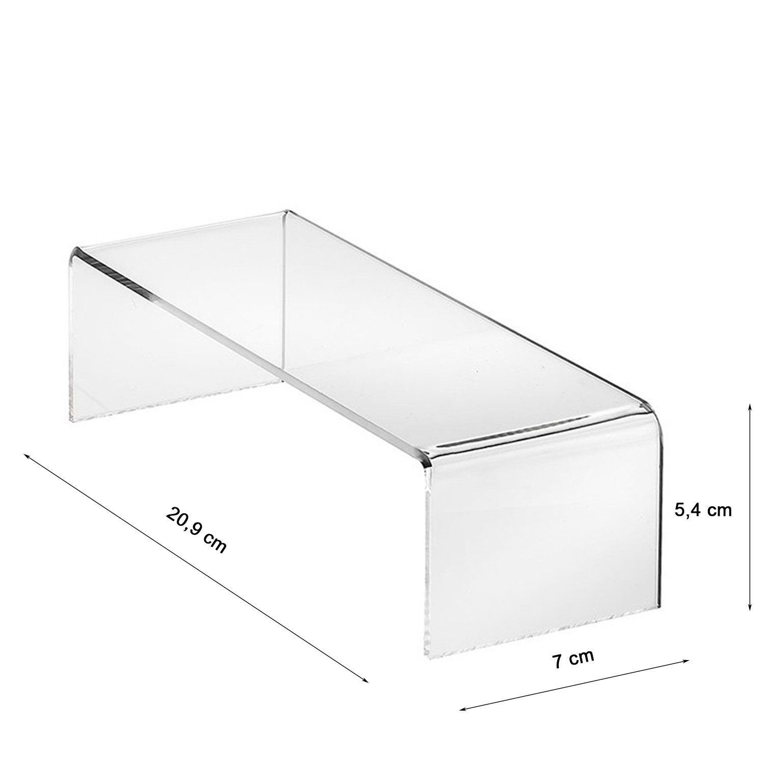 ogoPLUS Organizer Dekobrücke 200 x 70 x 50 mm, 3 mm Acrylglas, Warenträger, Dekoration