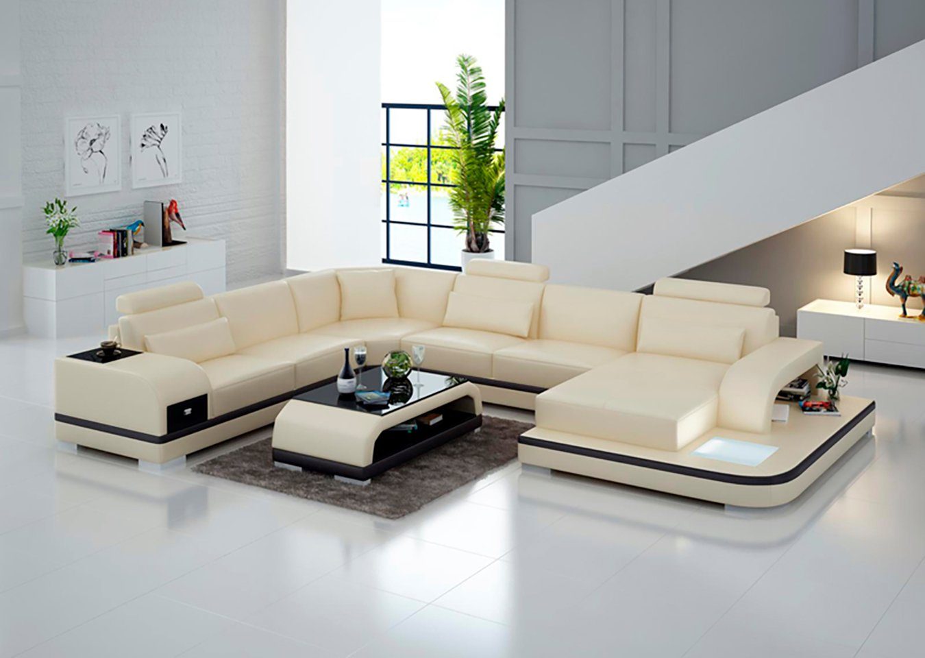 Ecksofa, U-Form Design Ecksofa Sofa Modern Wohnlandschaft JVmoebel
