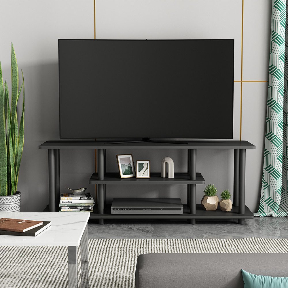 Vicco Lowboard Cesaro, Schwarz, 110 x 41.5 cm mit offenen Regalen