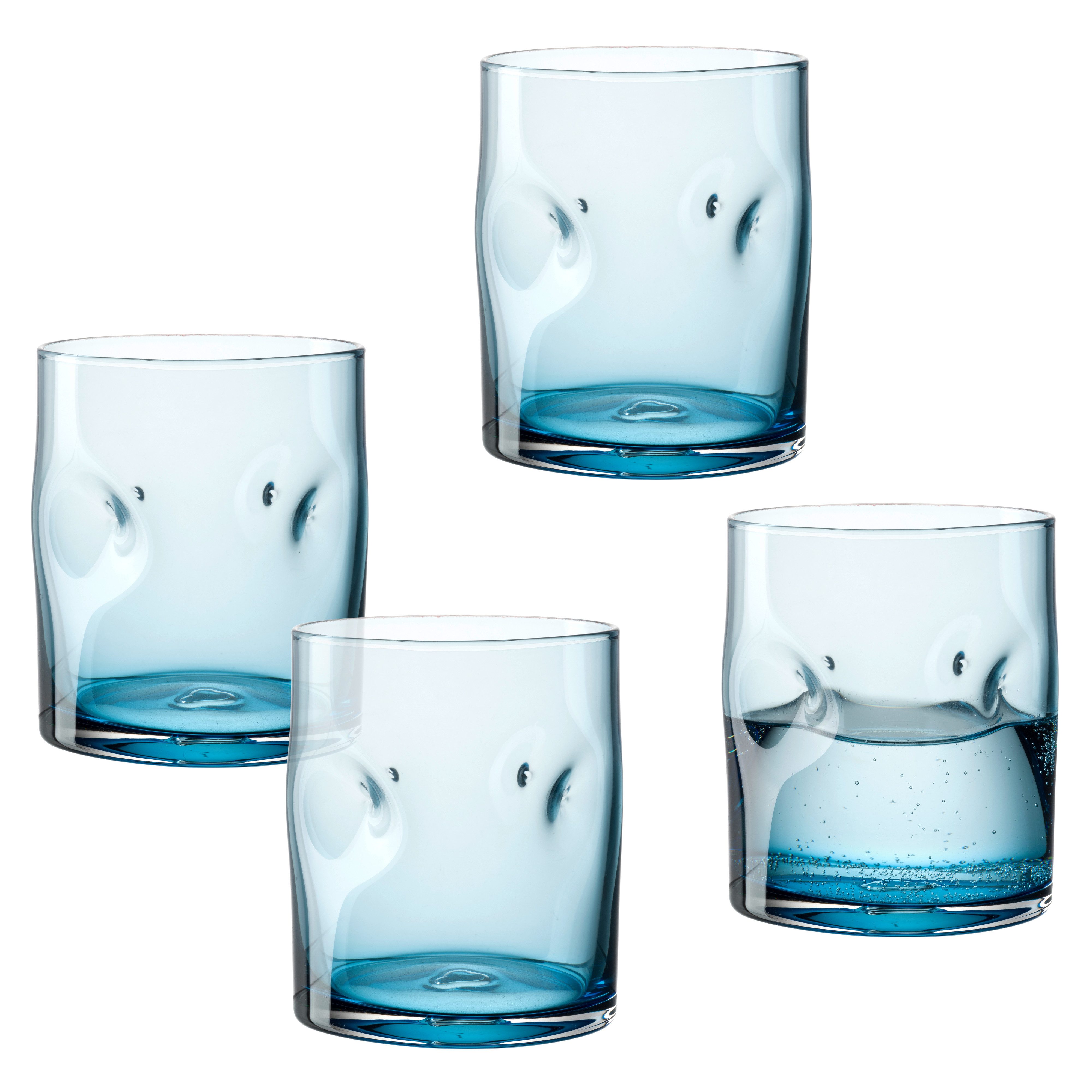 LEONARDO Стекло-Set Trinkglas VESUVIO, 300 ml, 4er-Set, Glas, konische Form, markantes Design - mit Einquetschungen