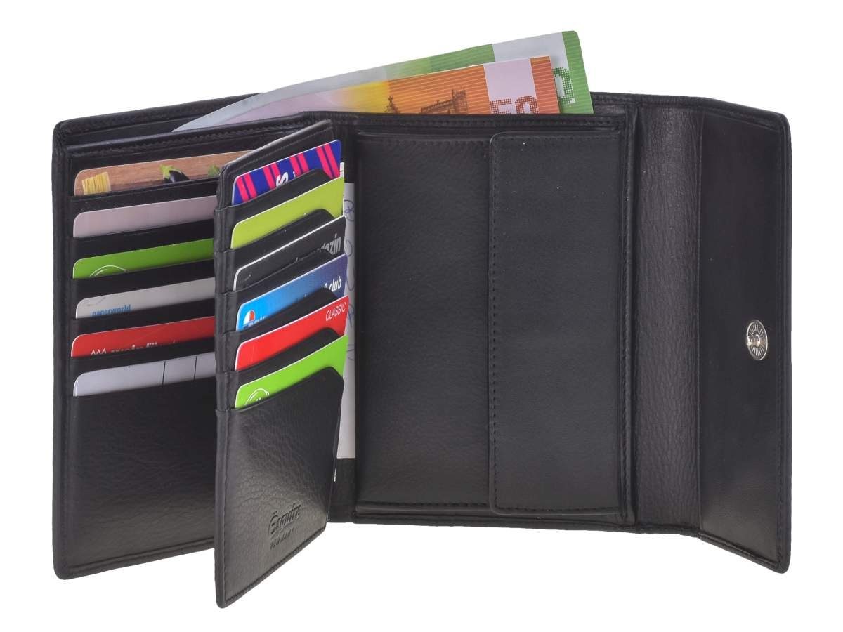 Damen Herren, Senioren, Geldbörse und für Comfort, Esquire schwarz Portemonnaie kompaktes für