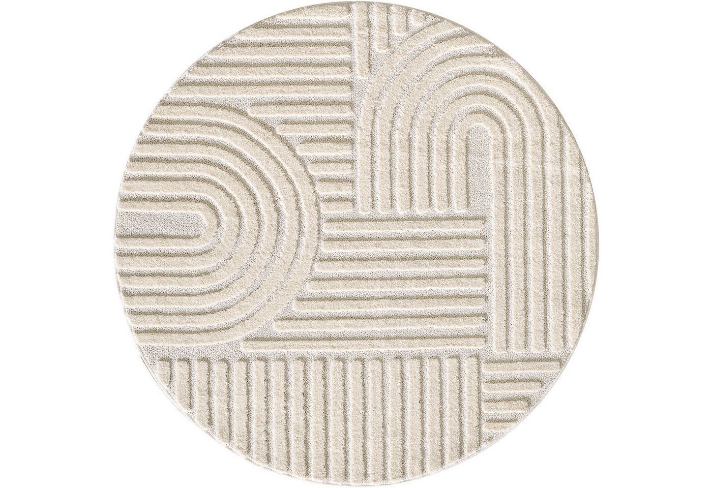 Teppium Teppich Boho-Design, Rund, Höhe: 20 mm, Teppich Wohnzimmer Skandinavisches Boho Teppich Hoch-Tief Effekt