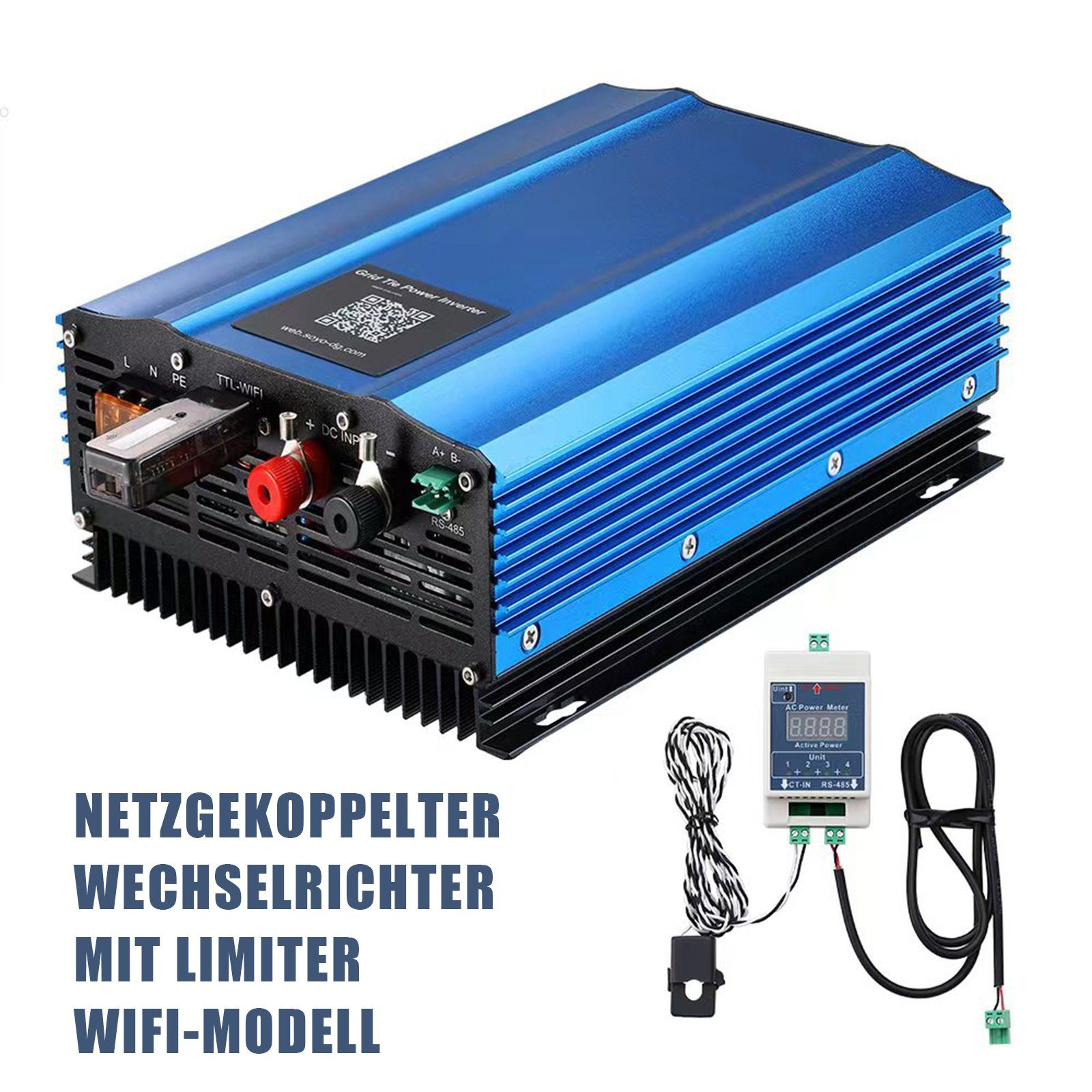 TWSOUL Wechselrichter 500W Netzgekoppelter Wechselrichter, Kompatibel mit  12V-Batterien., Mit LED-Anzeige