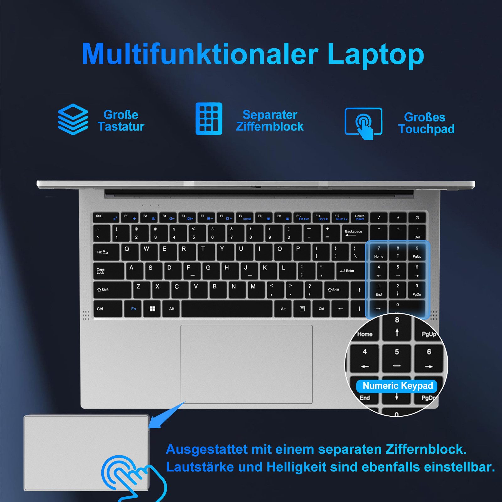 bvate RK60 Laptop 15.6 Zoll 8GB RAM 256GB SSD 1920x1080 Notebook (Celeron N5095, Celeron N5095)