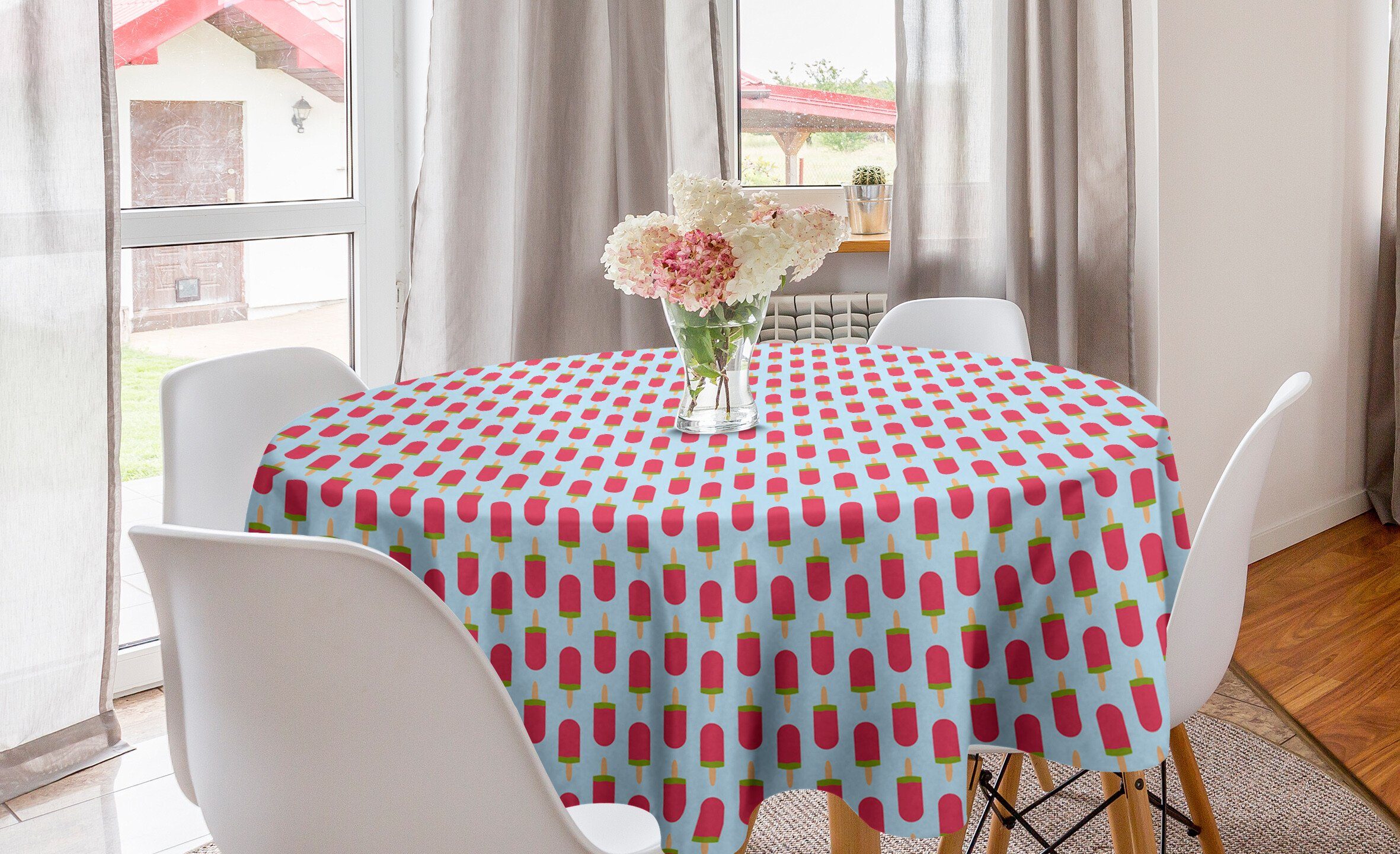 Tischdecke für Tischdecke Dekoration, Fruchtig Esszimmer Kalter Eis Eis Abdeckung Küche am Stiel Kreis Abakuhaus