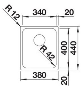 Blanco Edelstahlspüle SOLIS 340-U, eckig, 44/38 cm, (1 St), zum wechselseitigen Einbau geeignet