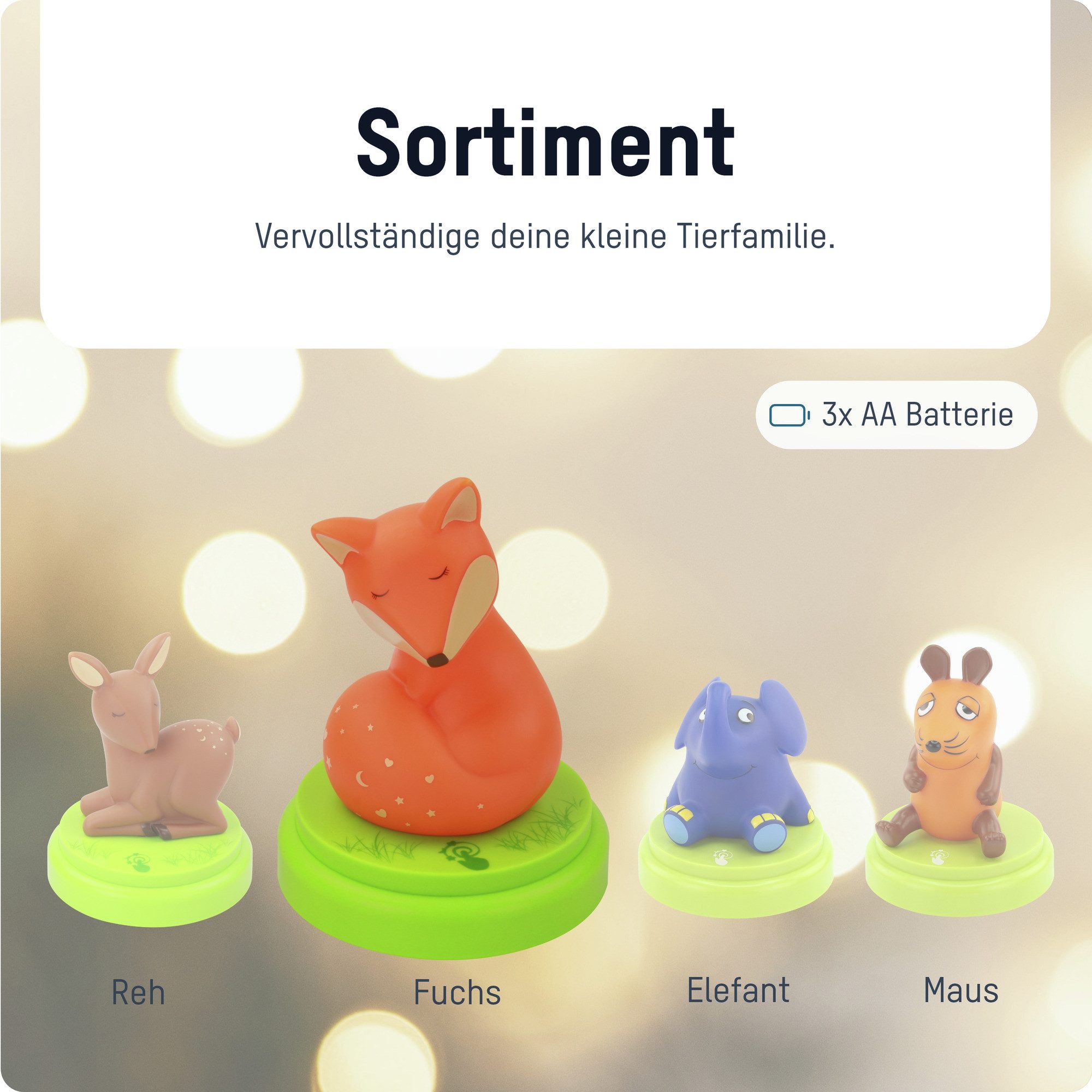 ANSMANN AG LED Nachtlicht LED Nachtlicht Fuchs - Süße Einschlafhilfe mit Touch Sensor & Timer