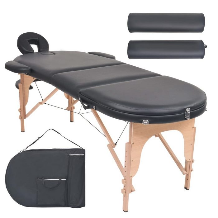 vidaXL Massageliege Massageliege Tragbar mit 2 Lagerungskissen 4 cm Polsterung Oval
