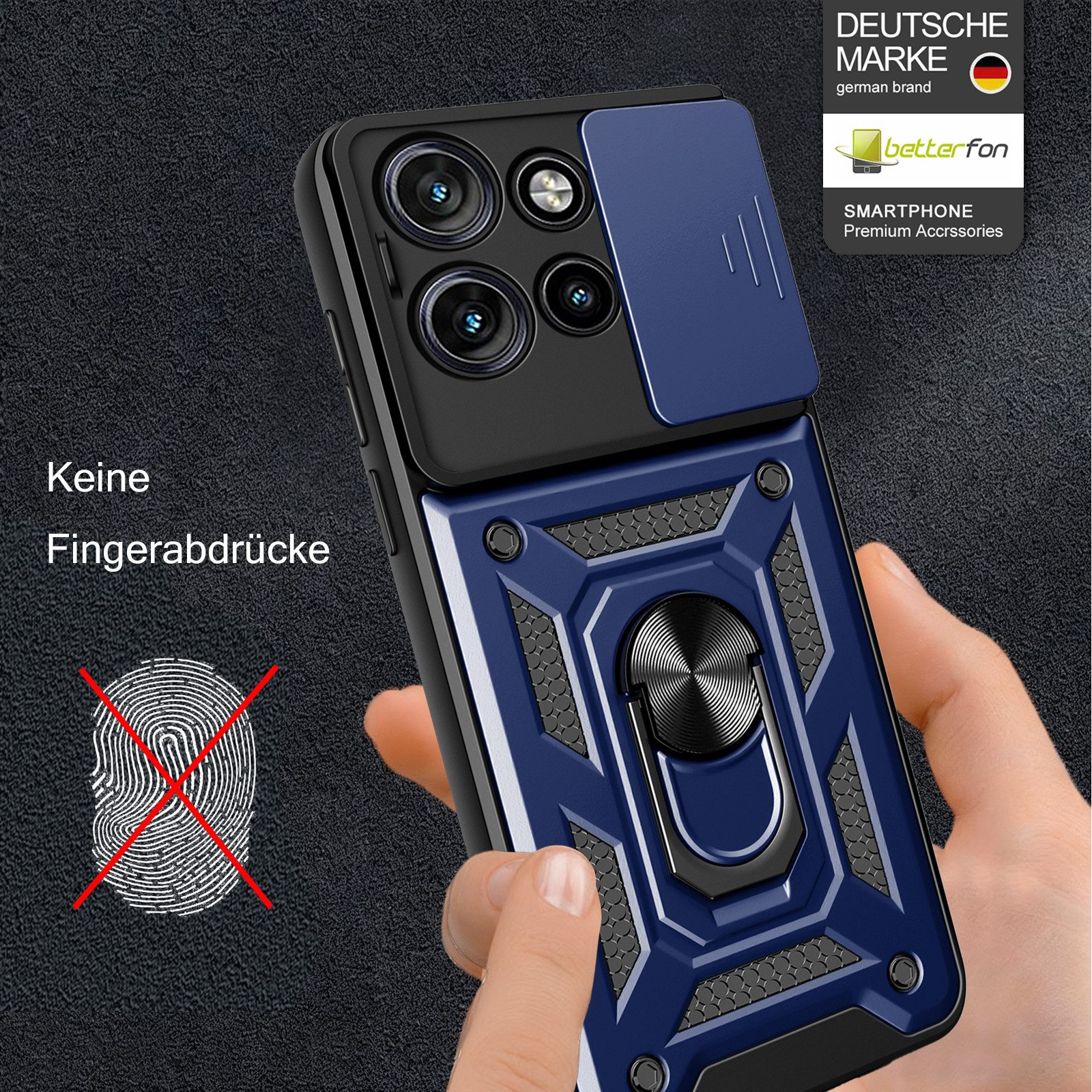 betterfon Handyhülle für Motorola Edge 50 Neo Hülle Schutzhülle mit Kameraschutz, Outdoorhülle mit Ringhalter, Silikonkern & präziser Passform