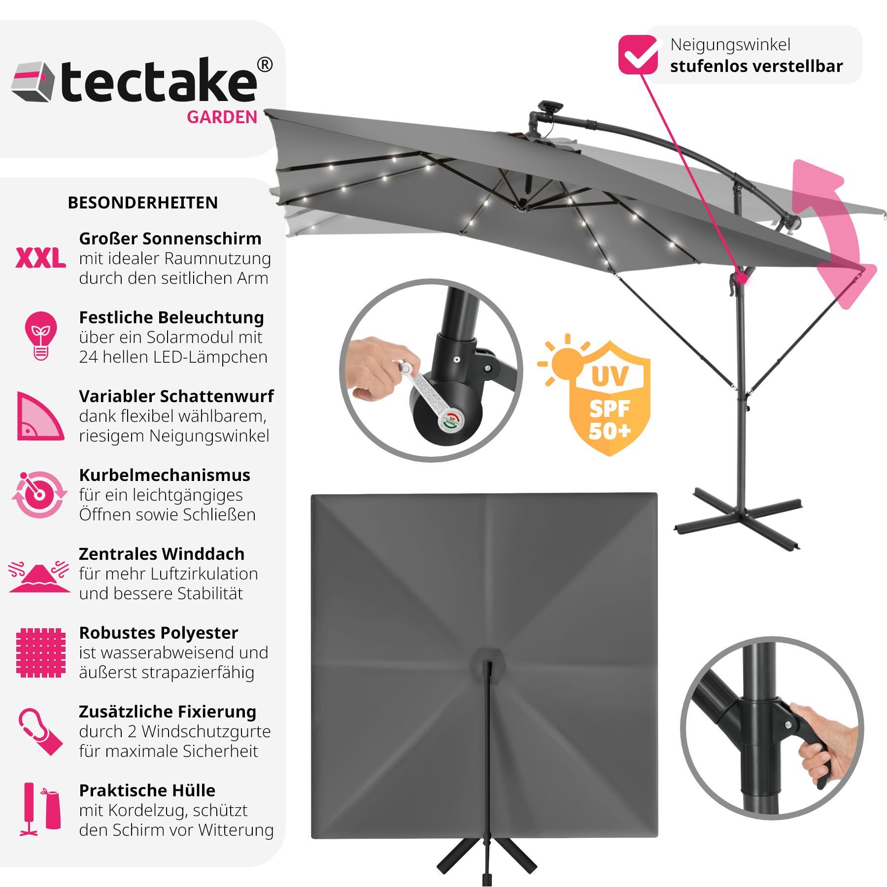 tectake Ampelschirm Sonnenschirm, geeignetes Set für günstig online kaufen