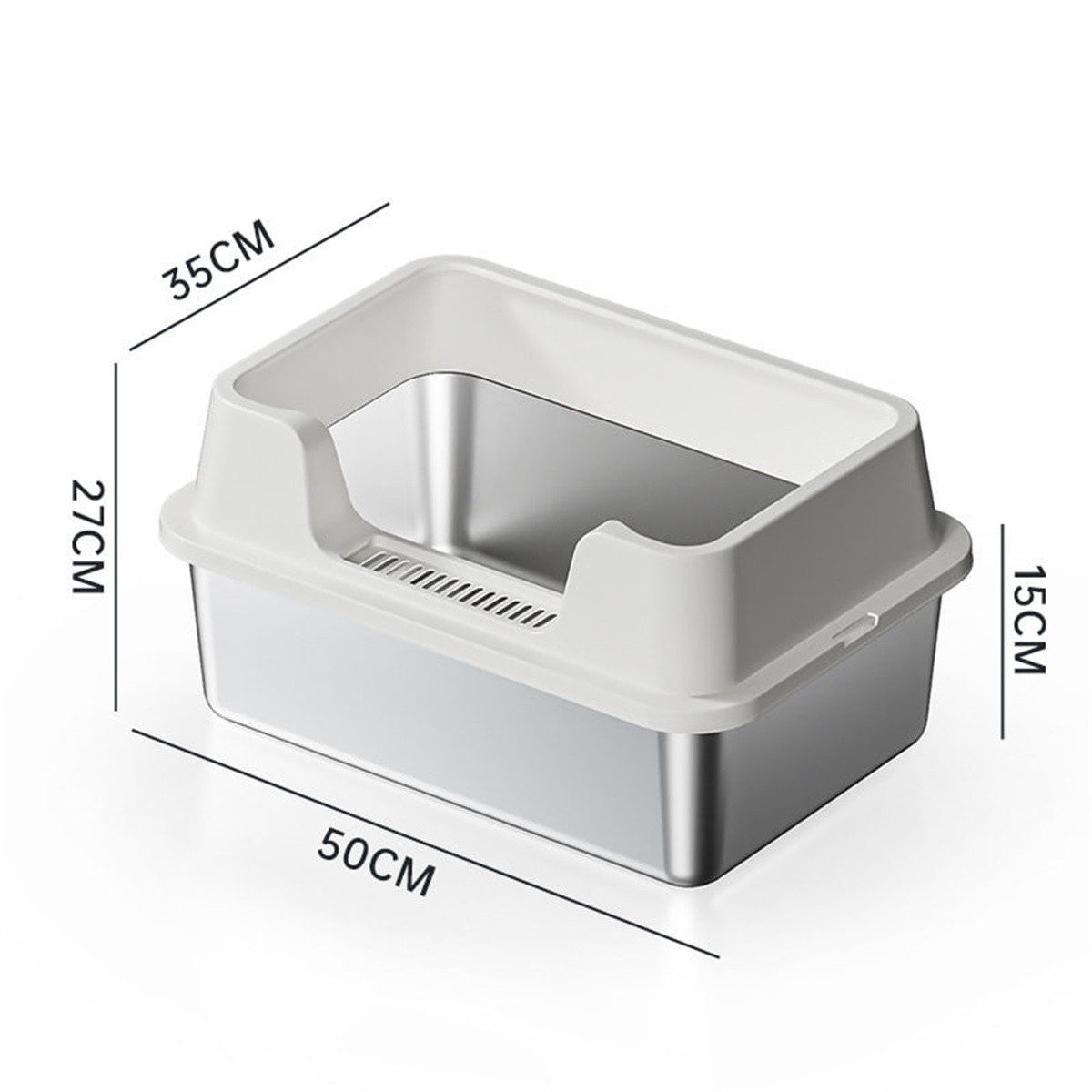 GarveeMore Katzentoilette Geschlossene Edelstahl Katze Müll Box mit Deckel Extra große Müll Box
