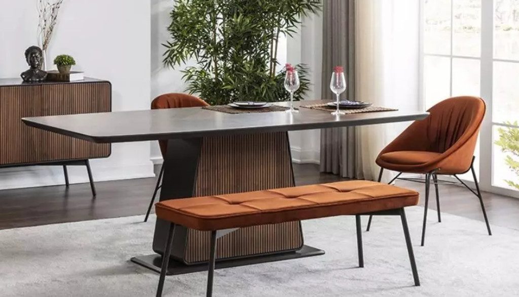 Xlmoebel Essgruppe Essplatz Esszimmer Esstischstuhl Set 7-teilig Holz Beige Neu, (7-tlg., Esstisch, 6x Stühle), Hergestellt in Europa